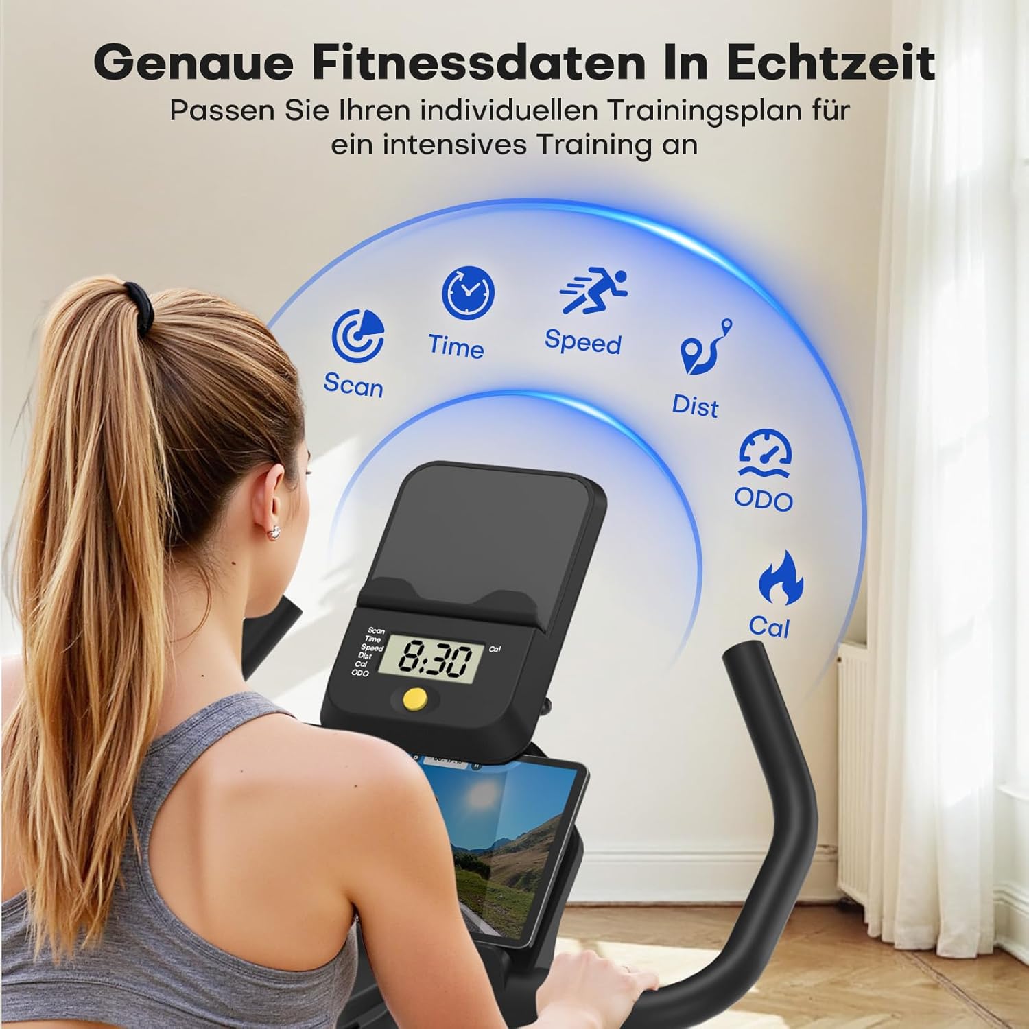 (UPGRADE) Heimtrainer Fahrrad mit APP, CHAOKE Hometrainer Fahrrad, Leises, Stufenlos einstellbares Magnetsystem, Ergometer Heimtrainer mit LCD-Display, Indoor Fitnessbike für Zuhause, Bis 150KG – Bild 5