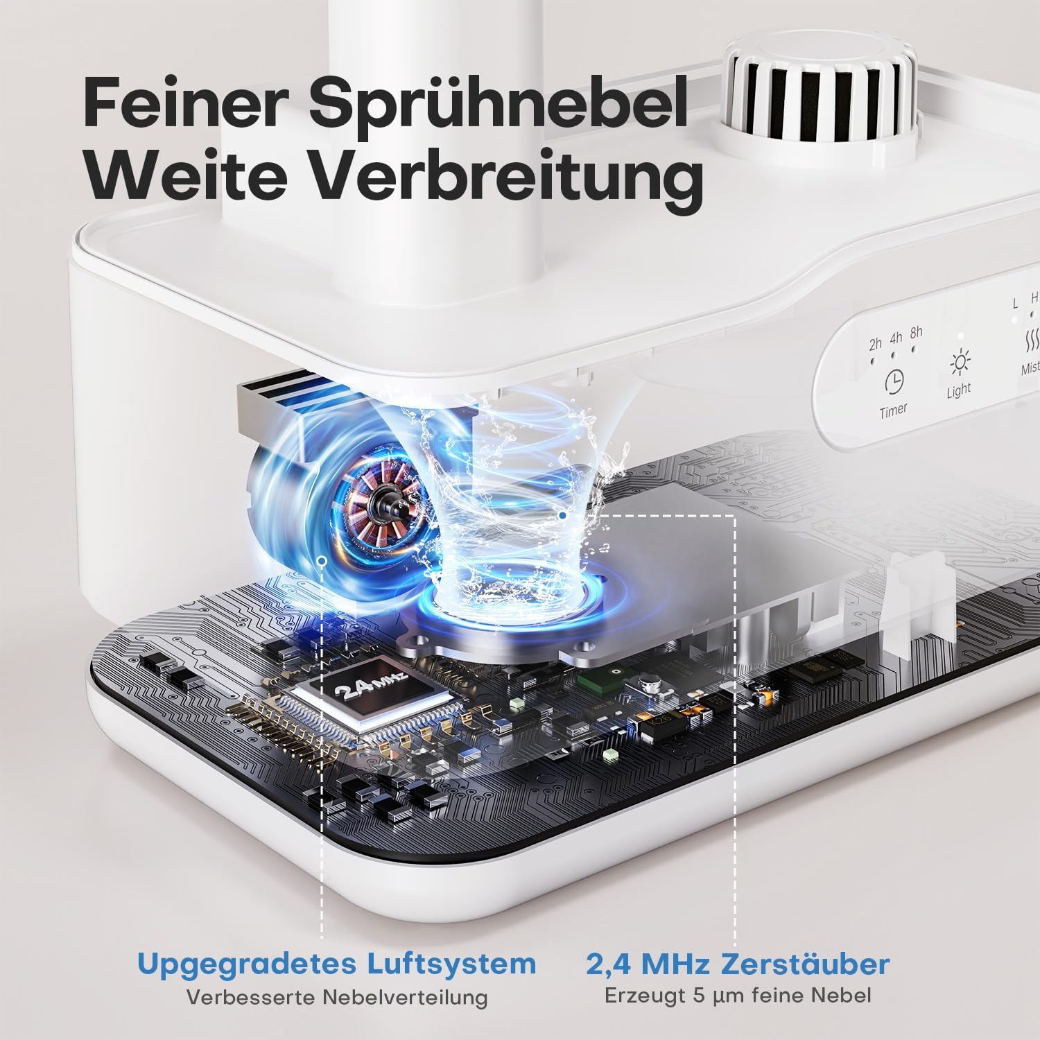 AROEVE Luftbefeuchter für Schlafzimmer 5L, Top-Fill-Kaltnebel-Luftbefeuchter mit Aromadiffusor, 7-Farben-Nachtlicht, Timer, 36H/25dB Leiser Ultraschall-Raumbefeuchter für Baby, Kinderzimmer, Pflanzen – Bild 6