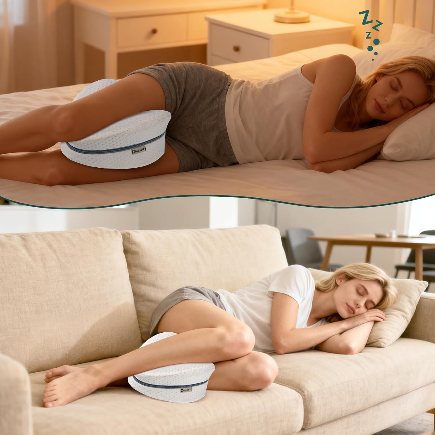 Dioxid-Seitenschlafkissen, Memory-Schaum-Kissen für Seitenschläfer, orthopädisches Beinkissen zum Schlafen – Bild 3