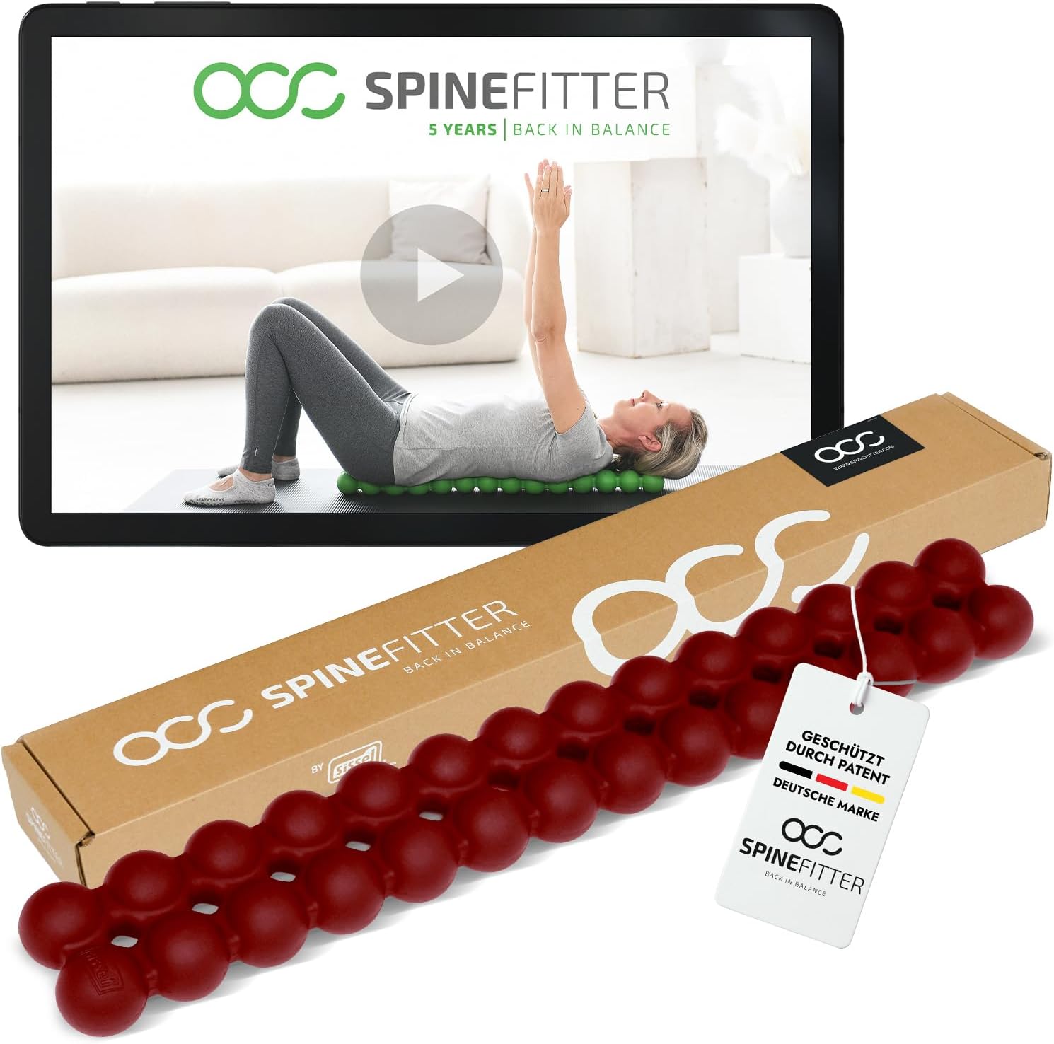 Spinefitter von Sissel Red | Massagegerät für Rücken & Gleichgewicht | Rückentrainer löst Verspannungen und Blockaden | Ideal für Pilates und Yoga | Zur Entspannung der Wirbelsäule | Für Zuhause und Praxis