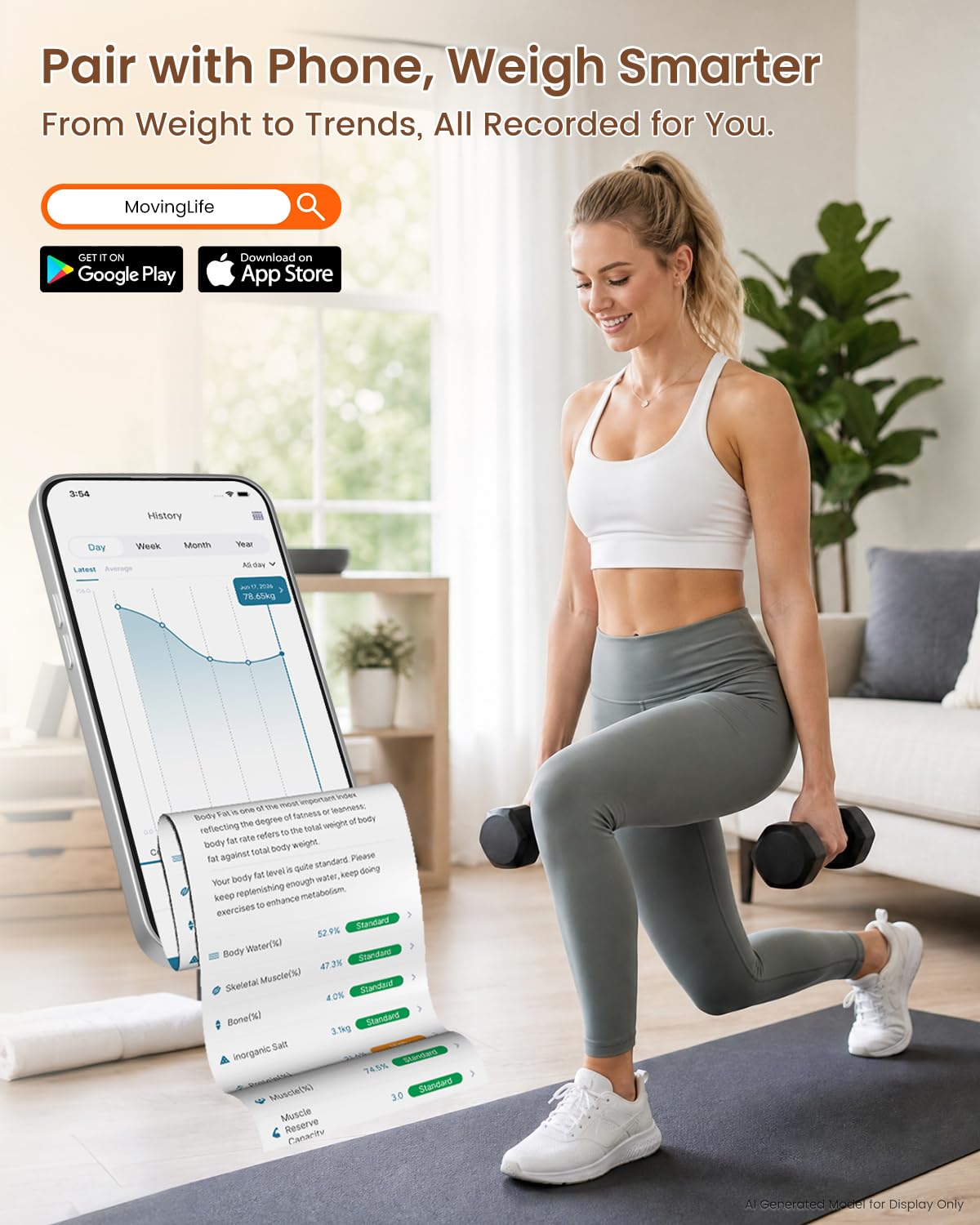 Digitale Personenwaage Körperfettwaage Uten Bluetooth Körperwaage Digitale Körperanalysewaage mit App Körperanalysegerät Gewichtswaage 180 kg 400 lb – Bild 4