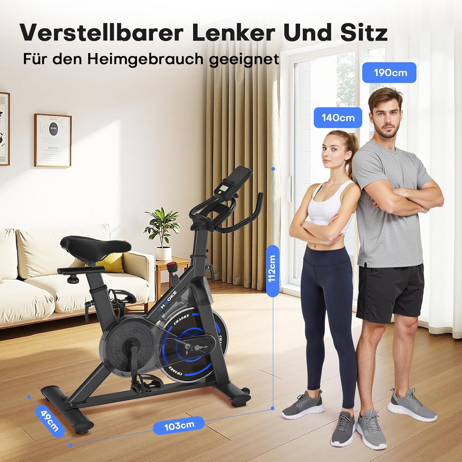 (UPGRADE) Heimtrainer Fahrrad mit APP, CHAOKE Hometrainer Fahrrad, Leises, Stufenlos einstellbares Magnetsystem, Ergometer Heimtrainer mit LCD-Display, Indoor Fitnessbike für Zuhause, Bis 150KG – Bild 8