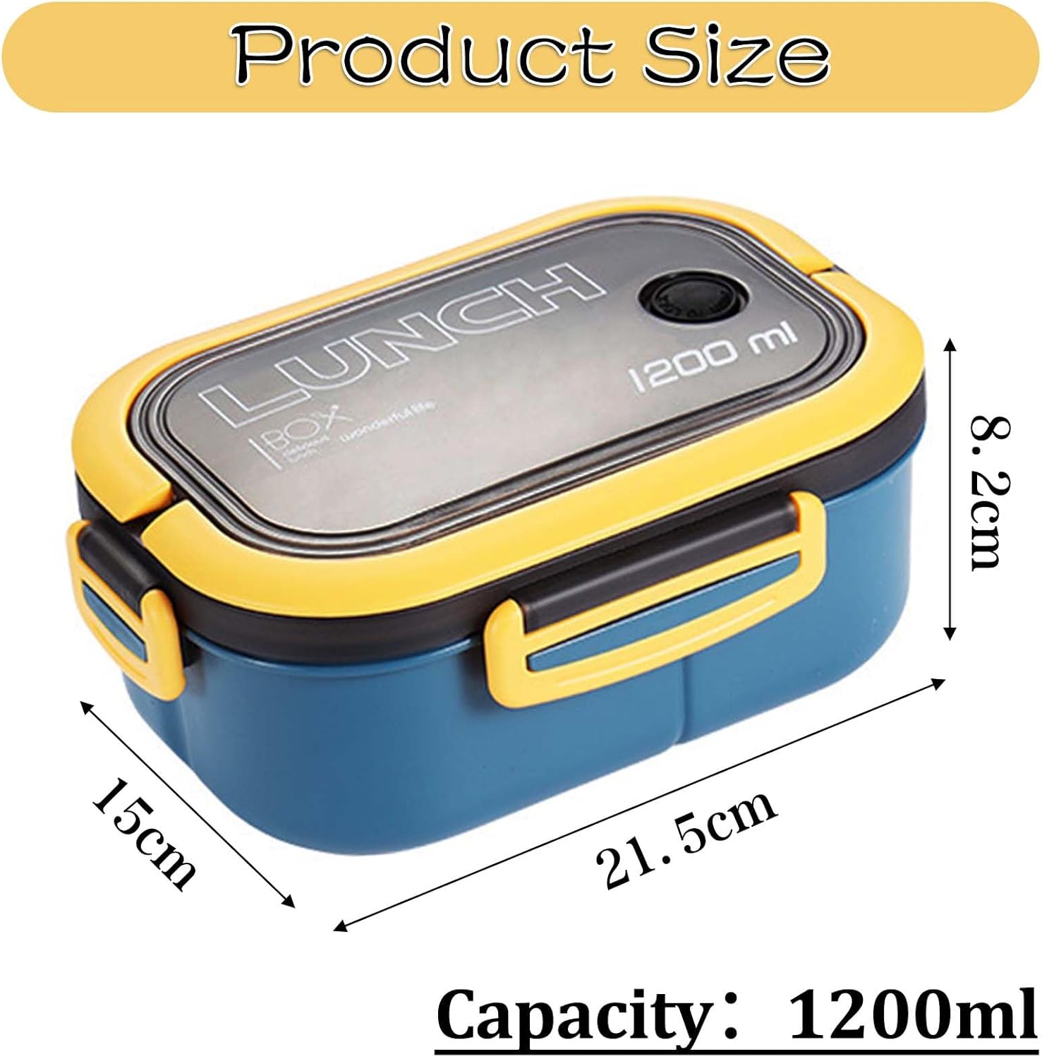 Bento-Brotdose mit Fächern, 2-lagige Lunchbox, Lunchbox, auslaufsicher, für Erwachsene, Salatbox, To-Go-Lunchbox, Snackbox, Frühstücksbox, Büro-Bento-Lunchbox (blau) – Bild 2