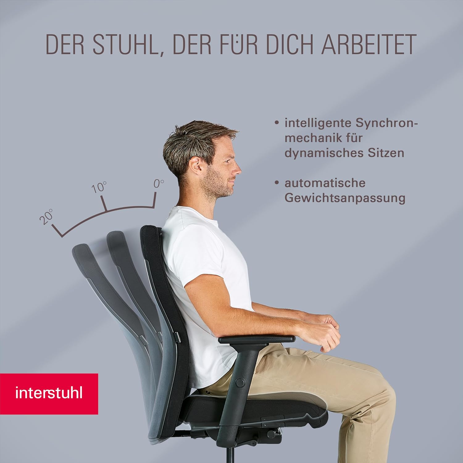 Interstuhl Edge Soft ergonomischer Bürostuhl, Schreibtischstuhl, hergestellt in Deutschland, Synchronmechanik & 4D-Armlehnen, Lordosenstütze, TÜV-geprüft, schwarz – Bild 3