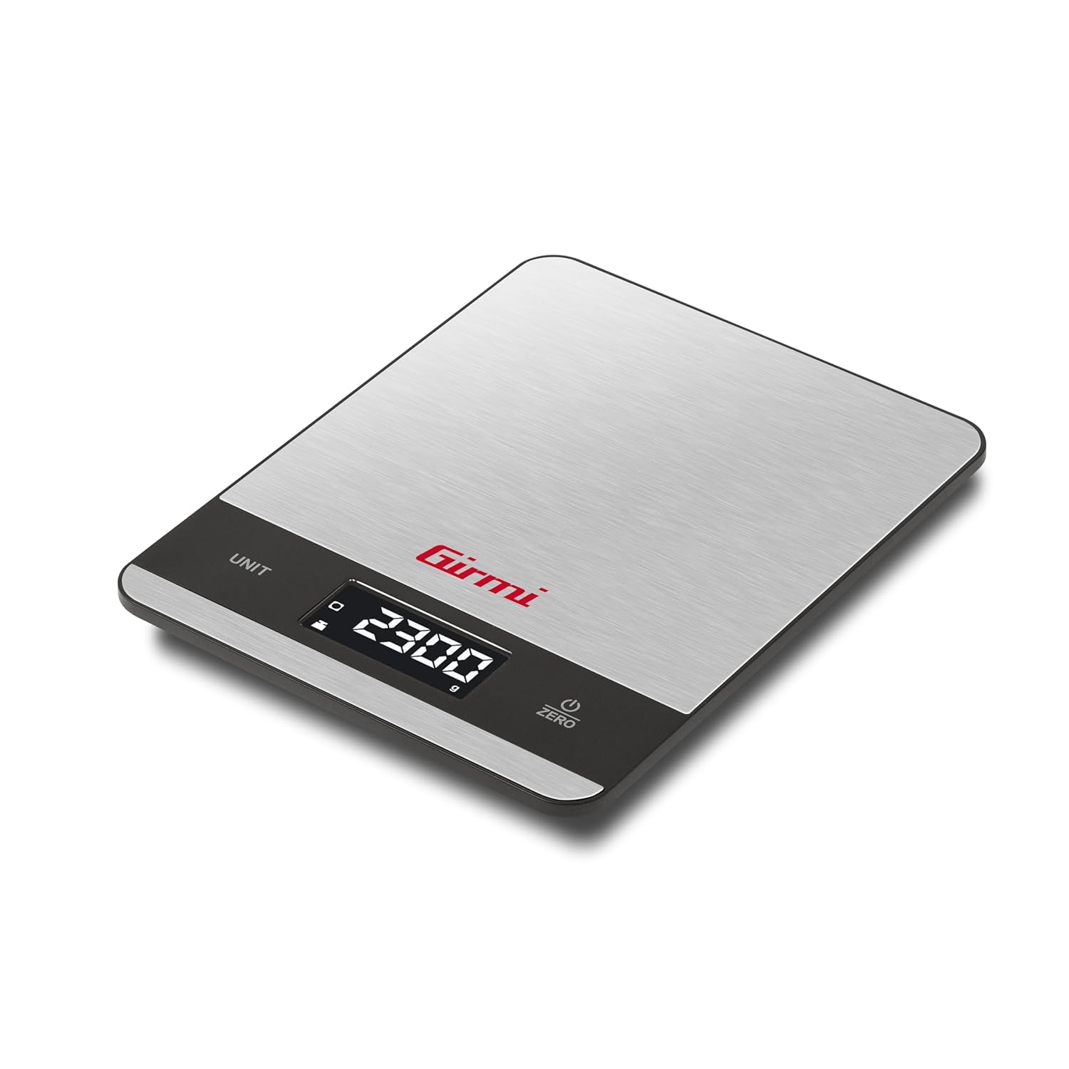 Girmi PS05 Elektronische Küchenwaage, 1 g/5 kg, Edelstahlplatte, Display mit hoher Helligkeit, automatische Abschaltung, Tarafunktion, Fehleranzeigen, Display 50 x 22
