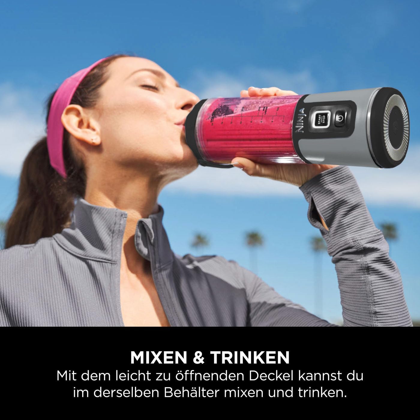 Ninja Blast BC151EUBK Tragbarer Mixer und Smoothie-Maker, 530-ml-Becher mit auslaufsicherem Deckel und Trinköffnung, leistungsstark, kabellos und wiederaufladbar, zerkleinert Eis und gefrorene Früchte, schwarz – Bild 9