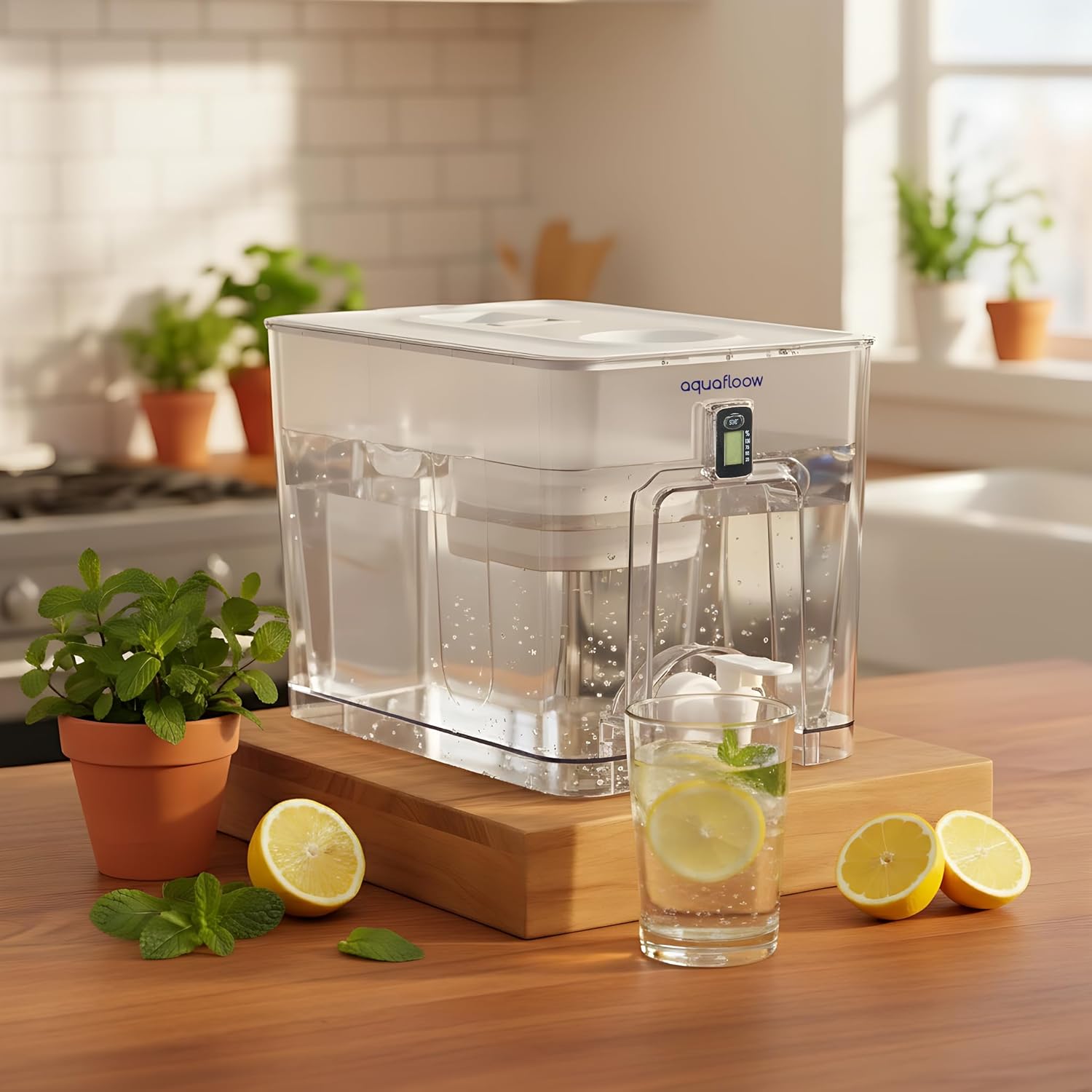 Aquafloow XXL 9,5 l Wasserfilter, All-in-1-Filter-Wasserspender für Kran und Filterspender für Wasserfilter – reduziert Wasser, Chlor, Wasser und Flüssigkeiten in der Wassergrube – Bild 7