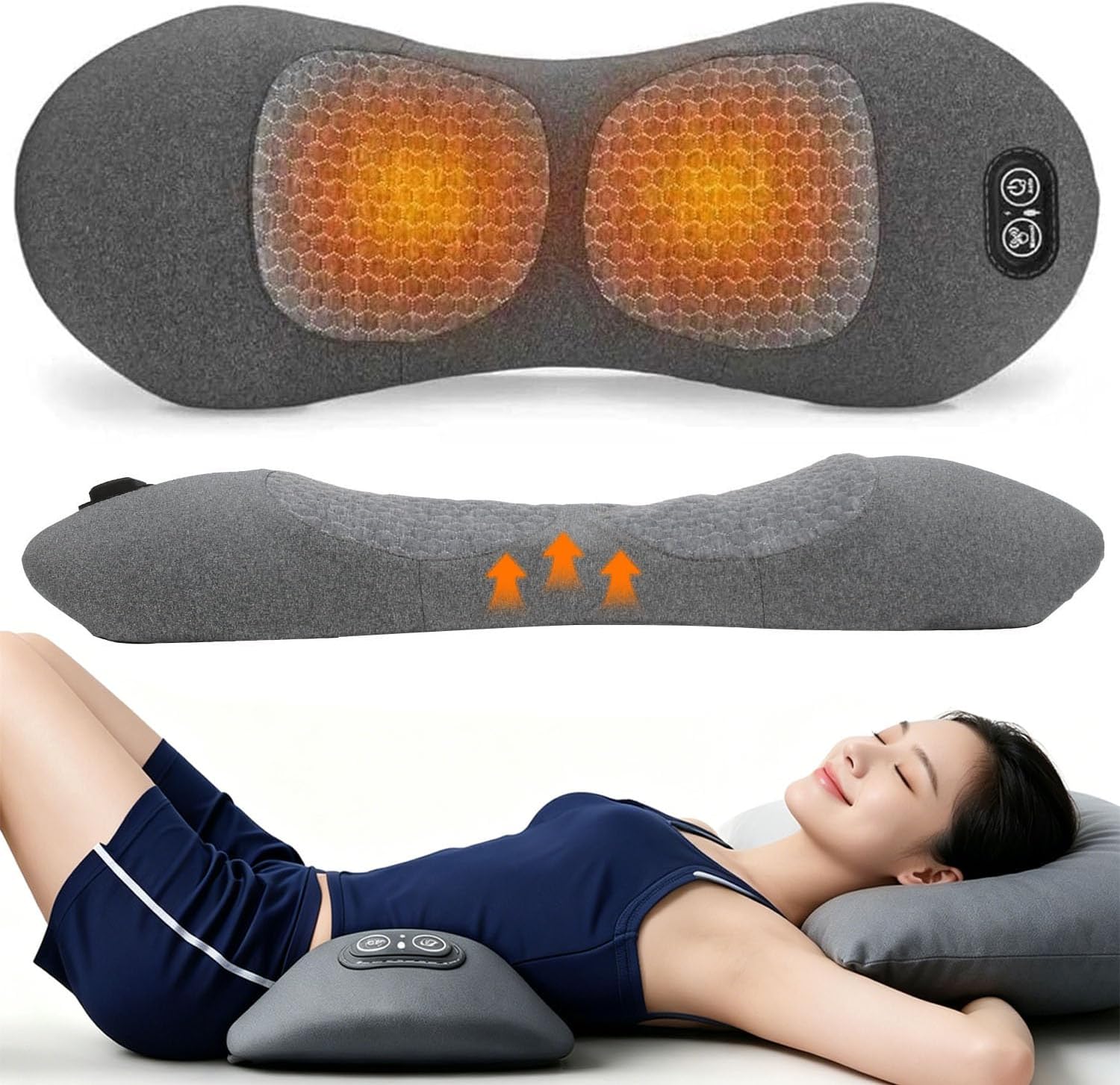3-in-1-Rückenmassagegerät, Rückenmassagegerät mit Traktion, Vibration und Wärme, ergonomische Rückenunterstützung, intelligentes Rückenmassagegerät, Rückenmassagegerät für Nacken, Schultern und Rücken
