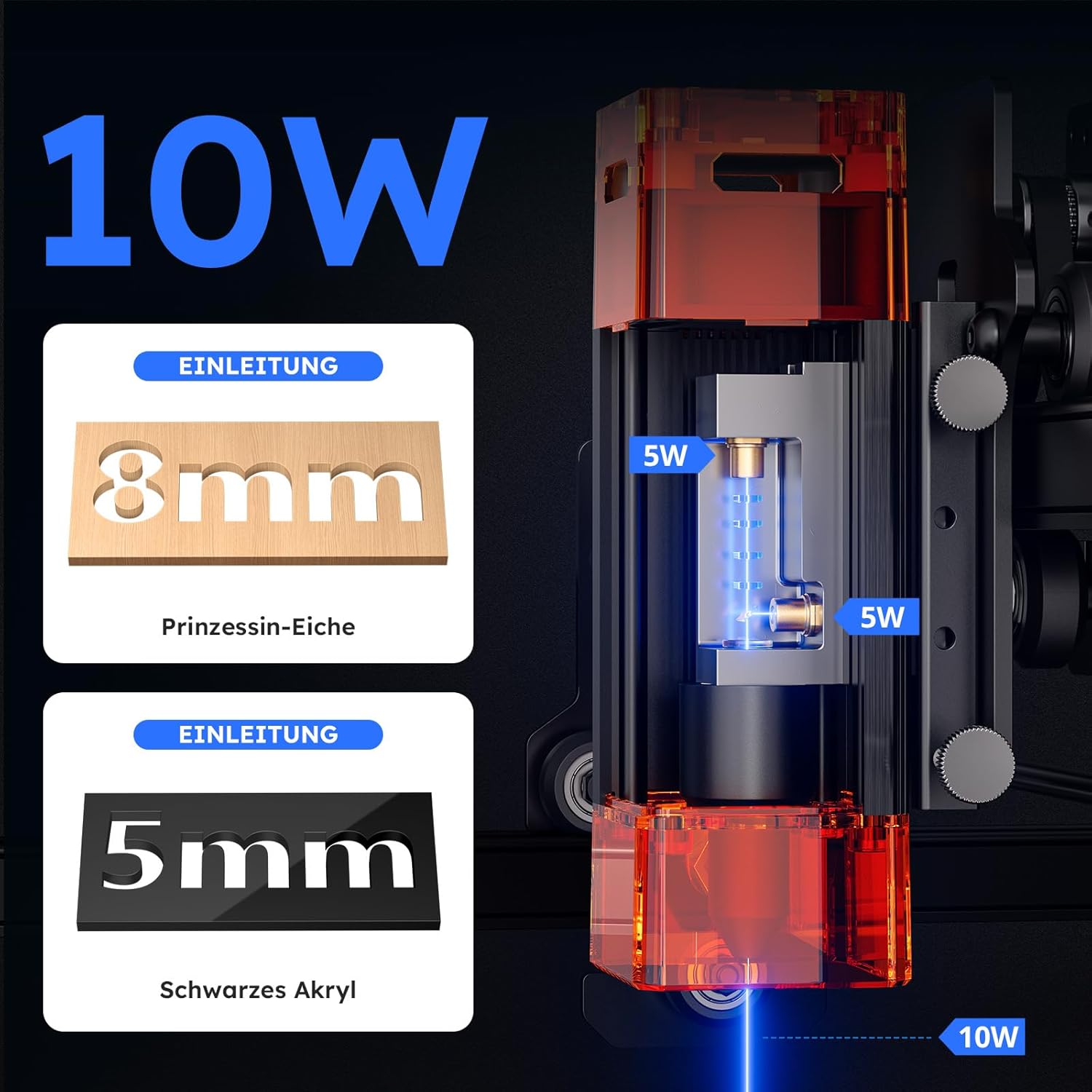 ATOMSTACK SWIFT A10 PRO V2 10 W Lasergravurmaschine, Gravurbereich: 410 x 380 mm, Laserschneider, hochpräziser Laserschneider für personalisierte Geschenke, Holz, Acryl, Leder (SWIFT A10 PRO V2 10 W, Schwarz) – Bild 2