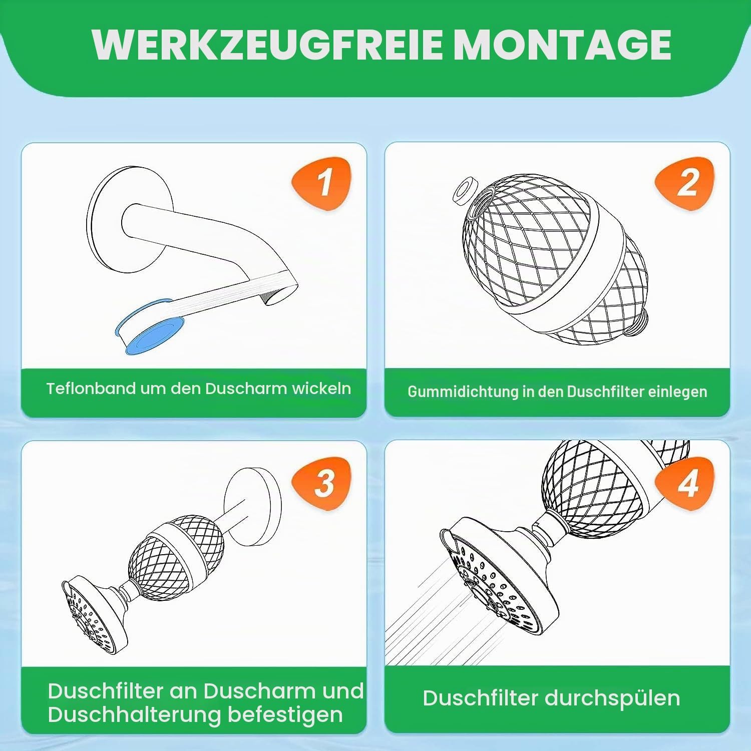 32-stufiger Duschfilter mit Vitamin C für hartes Wasser, Duschfilter für Wasserenthärter mit austauschbarer mehrstufiger Filterkartusche zur Entfernung von Chlor und Schwermetallen – Bild 6