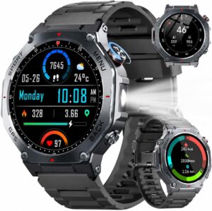 Runde Smartwatch für Herren mit in...