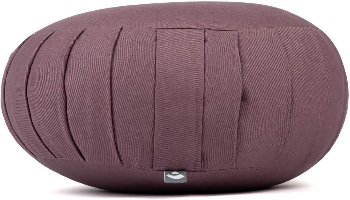 Bodhi Zafu Eco Meditationskissen, klassisches traditionelles Yogakissen rund mit Dehnfalten, Bezug aus 100 % Bio-Baumwolle, hohes Yoga-Sitzkissen mit Bio-Dinkelfüllung, Sitzhöhe 19 cm