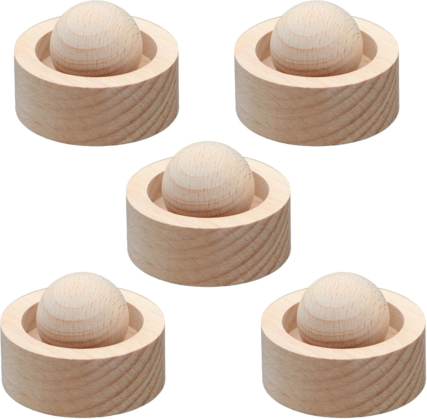 Diffusorkugel für ätherische Öle aus Naturholz, handgefertigte Aromatherapie-Dekoration aus massivem Holz für Zuhause, Büro und Auto, 48 x 35 mm, 5 Stück (Buchenholz, 5)