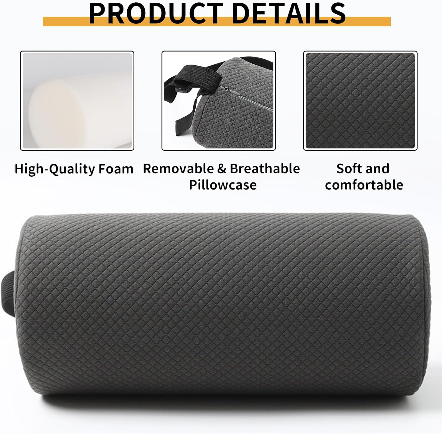 Ergonomisches Lendenkissen mit Bezug, Lendenkissen Auto mit Gurt, Rückenstütze für Sofa Auto, Rückenkissen gegen Schmerzen, Bandscheibenwürfel, Uplift-Kissen – Bild 3