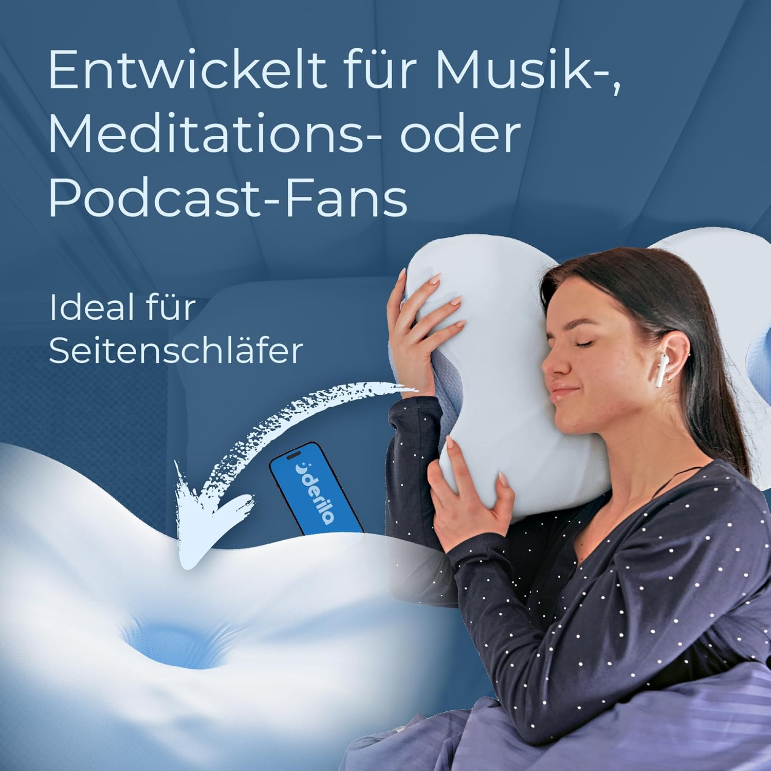 Derila Ergo-Kissen, Memory-Schaum-Nackenkissen, Seitenschläferkissen & Schmetterlingskissen für Seiten-, Rücken- und Bauchschläfer (1 Stück) – Bild 5