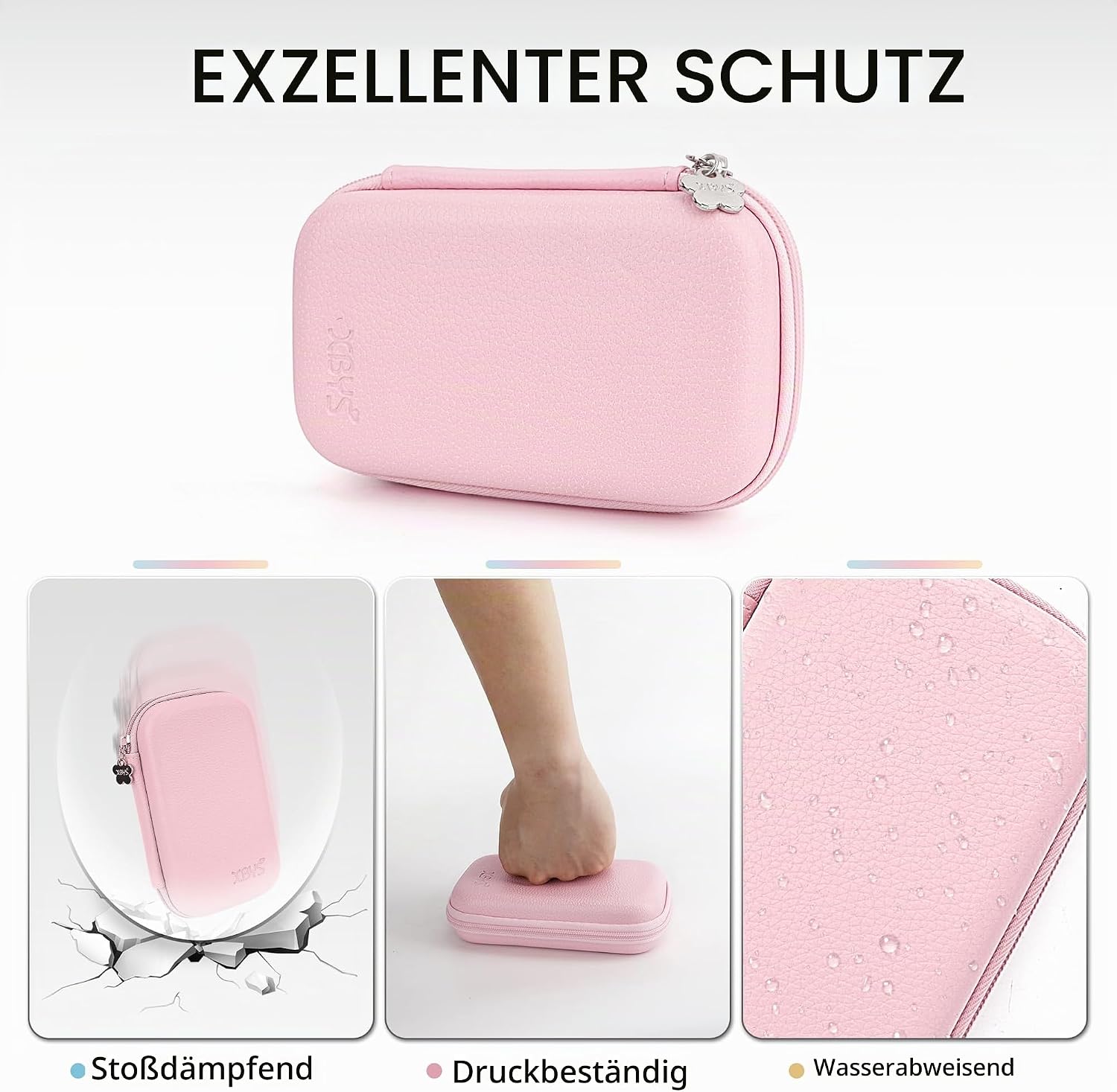 Diabetes-Versorgungskoffer, Blutzuckermessgerät-Beutel, rosa, M, schlicht | Tragbare Box zur Aufbewahrung von Teststreifen, Blutentnahmenadeln und anderen Gegenständen, Reisetasche für Glukosemessgerät – Bild 5