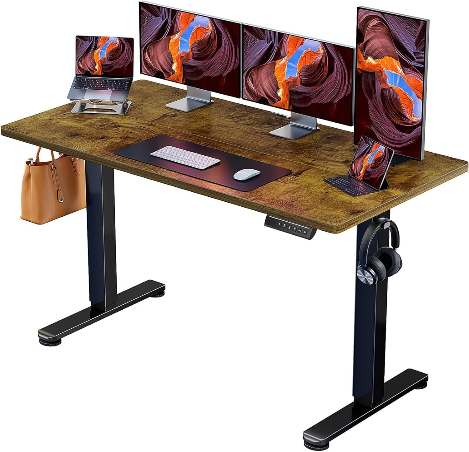 ErGear Elektrisch höhenverstellbarer Schreibtisch 140 x 70 cm, Schreibtisch höhenverstellbar mit 4 Speicherplätzen, Smart Desk für Home Office mit Anschlussplatte