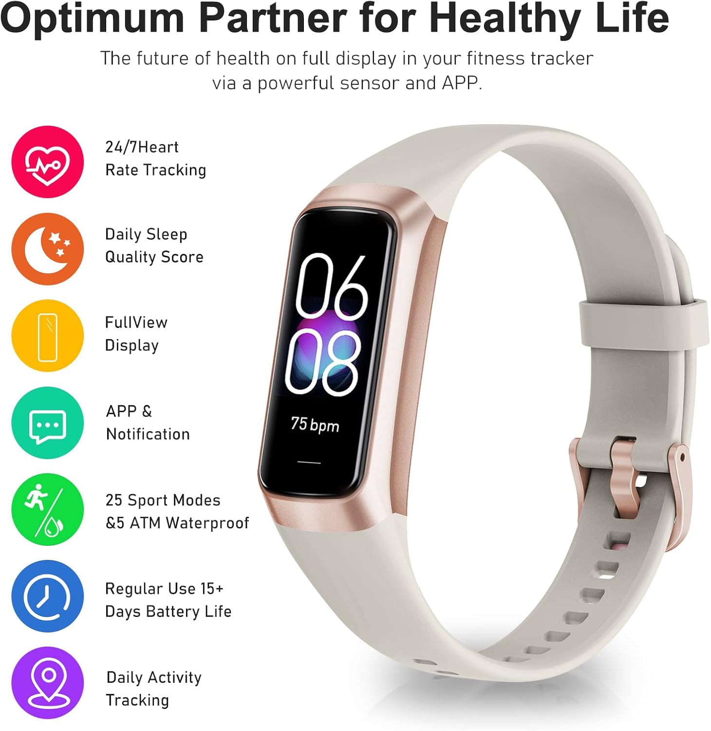 Zeacool Fitness Tracker Smartwatch Herren Damen IP68 Wasserdicht Fitnessuhr Aktivitätstracker mit 24h Herzfrequenz Schlaf Blutdruckmessgerät Schrittzähler Uhr Sportuhr für iOS Android – Bild 2