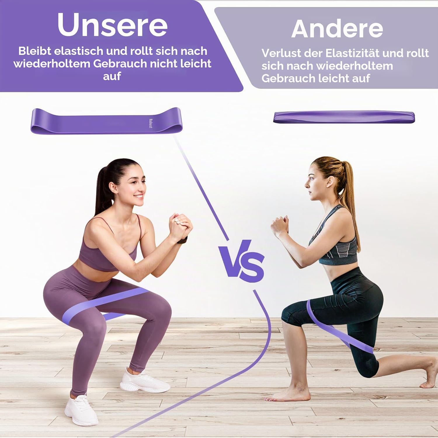 Fokky Fitnessbänder (5er Set), 100% Naturlatex Resistance Bands Widerstandsbänder mit Übungsanleitung auf Deutsch & Tragebeutel, Gymnastikband Fitnessband für Muskelaufbau Pilates Yoga – Bild 5