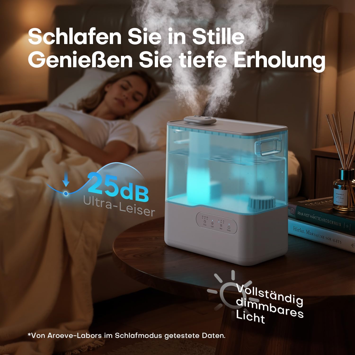 AROEVE Luftbefeuchter für Schlafzimmer 5L, Top-Fill-Kaltnebel-Luftbefeuchter mit Aromadiffusor, 7-Farben-Nachtlicht, Timer, 36H/25dB Leiser Ultraschall-Raumbefeuchter für Baby, Kinderzimmer, Pflanzen – Bild 4
