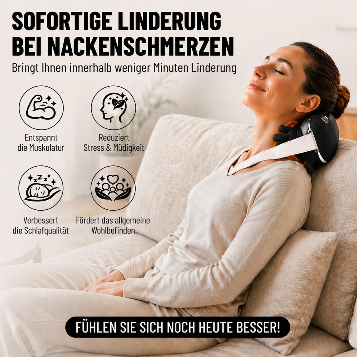 BeFit24 Nackenmassagegerät 4D mit Wärme, kabellos, Tiefengewebsmassagegerät für Nacken, Schulter, Rücken, wirksam gegen Schmerzen & Verspannungen, ideal für Büro, Zuhause & Geschenk – Bild 11