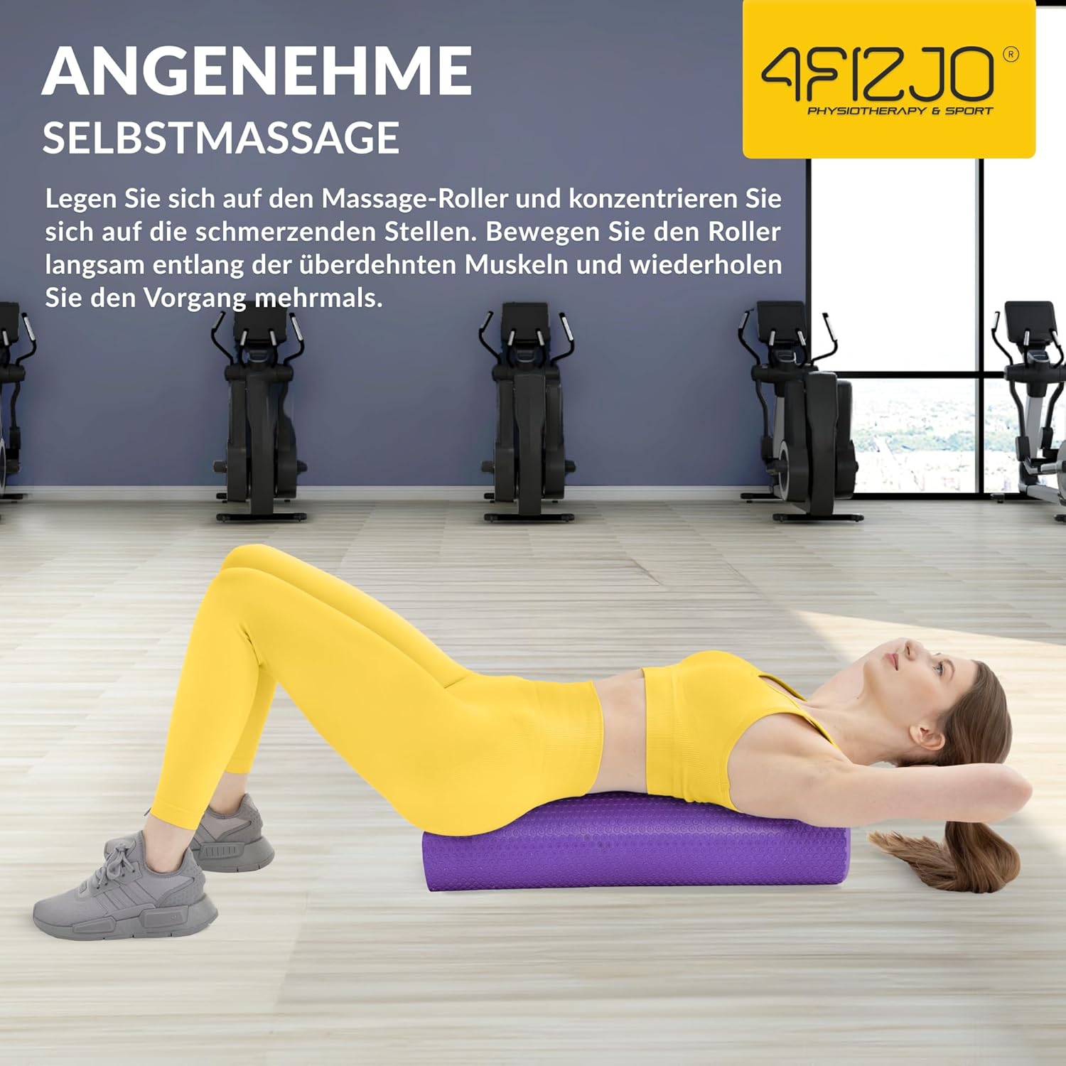 4FIZJO Faszienrolle mit Noppen aus EVA-Schaum, Durchmesser 15 cm, Länge 60 cm, Massagerolle, Rückenrolle, leicht, langlebig, mittlere Härte, Faszientraining, Massagetraining, Lila – Bild 9