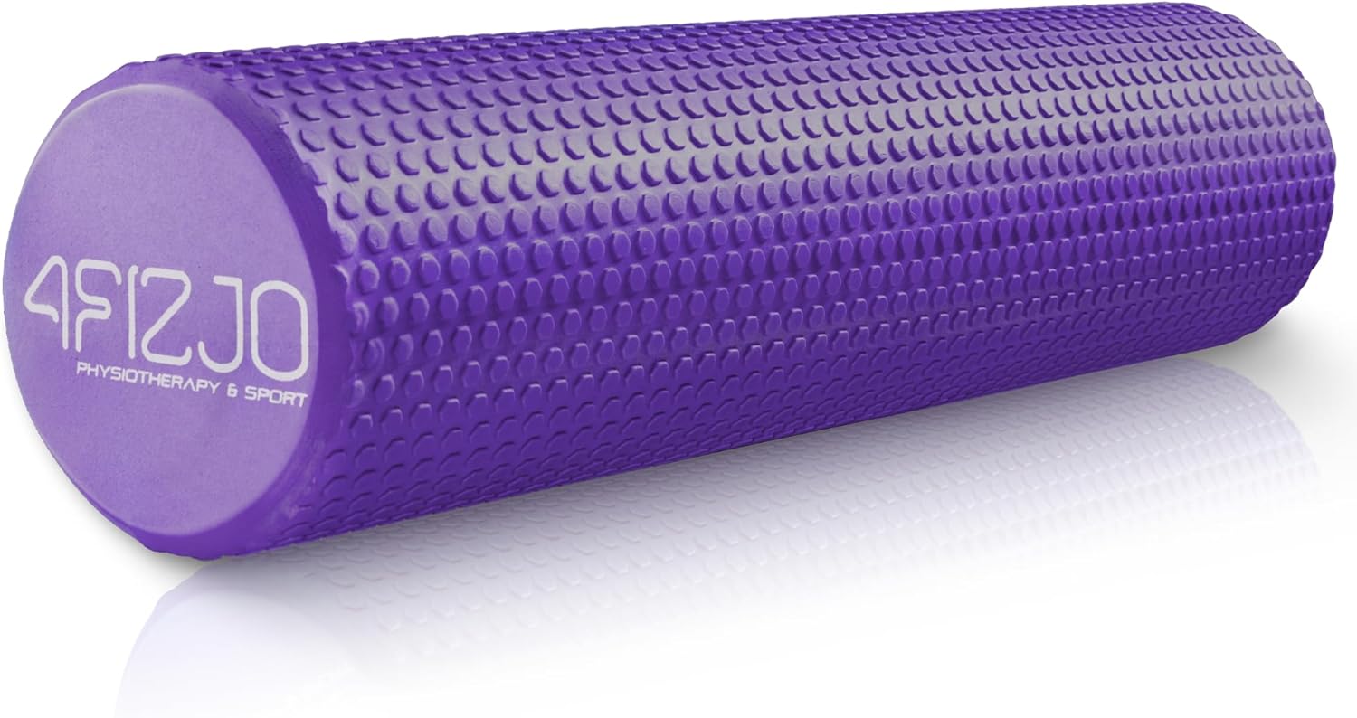 4FIZJO Faszienrolle mit Noppen aus EVA-Schaum, Durchmesser 15 cm, Länge 60 cm, Massagerolle, Rückenrolle, leicht, langlebig, mittlere Härte, Faszientraining, Massagetraining, Lila