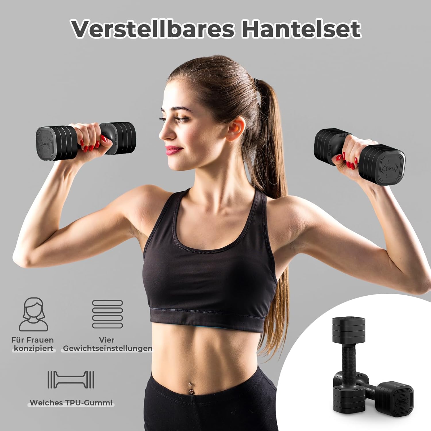 Dripex Kurzhantel-Set, verstellbare Kurzhanteln, 1 Paar 2,5 kg x 2 oder 5 kg x 2 oder 7,5 x 2, 6 Hantelscheiben mit einem Gewicht von 0,25 kg oder 0,5 kg oder 0,75 kg – Bild 6