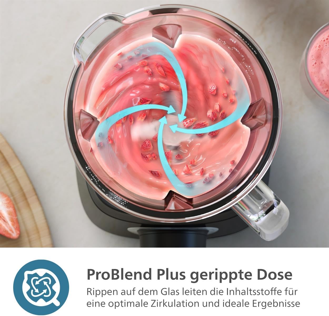 Mixer der Philips 5000-Serie mit Mix- und Go-Behälter – 1200 W. 2 l maximales Fassungsvermögen. ProBlend Plus-Technologie. Spülmaschinenfeste Teile. Schwarz (HR3031/00) – Bild 6