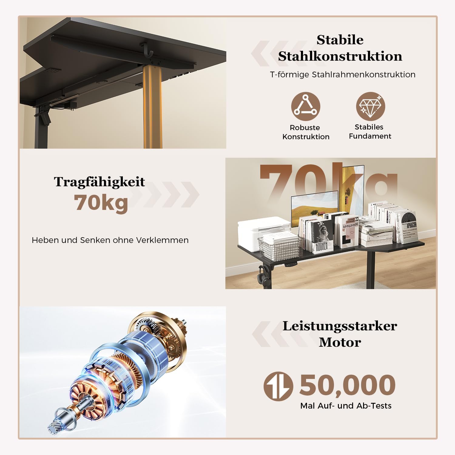 Klicelor Höhenverstellbarer Schreibtisch, elektrischer Stehsitz-Bürotisch, Computertisch mit 2 Memory-Funktionen, Stehpult, 160 x 90 cm, Schwarz – Bild 4
