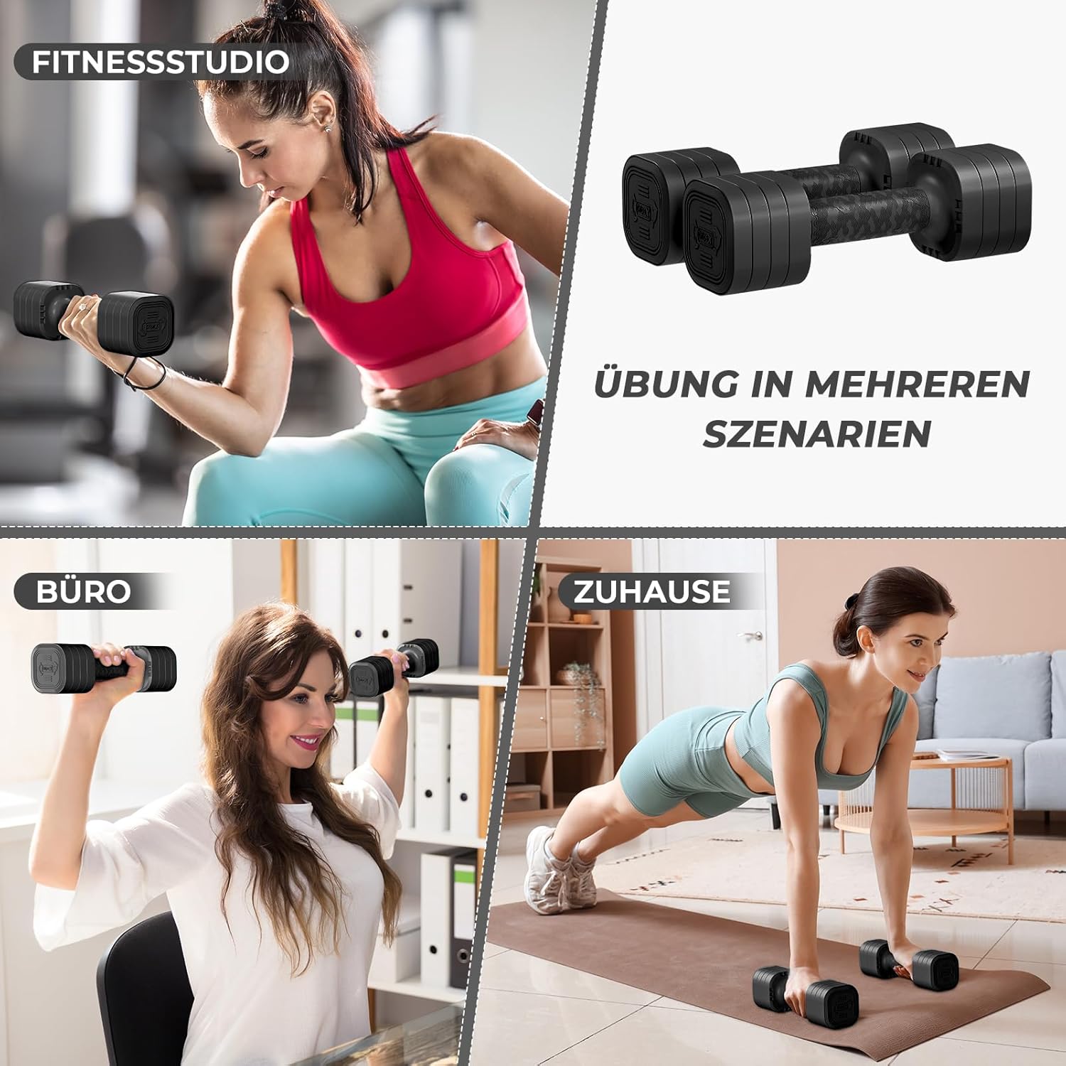 Dripex Kurzhantel-Set, verstellbare Kurzhanteln, 1 Paar 2,5 kg x 2 oder 5 kg x 2 oder 7,5 x 2, 6 Hantelscheiben mit einem Gewicht von 0,25 kg oder 0,5 kg oder 0,75 kg – Bild 8