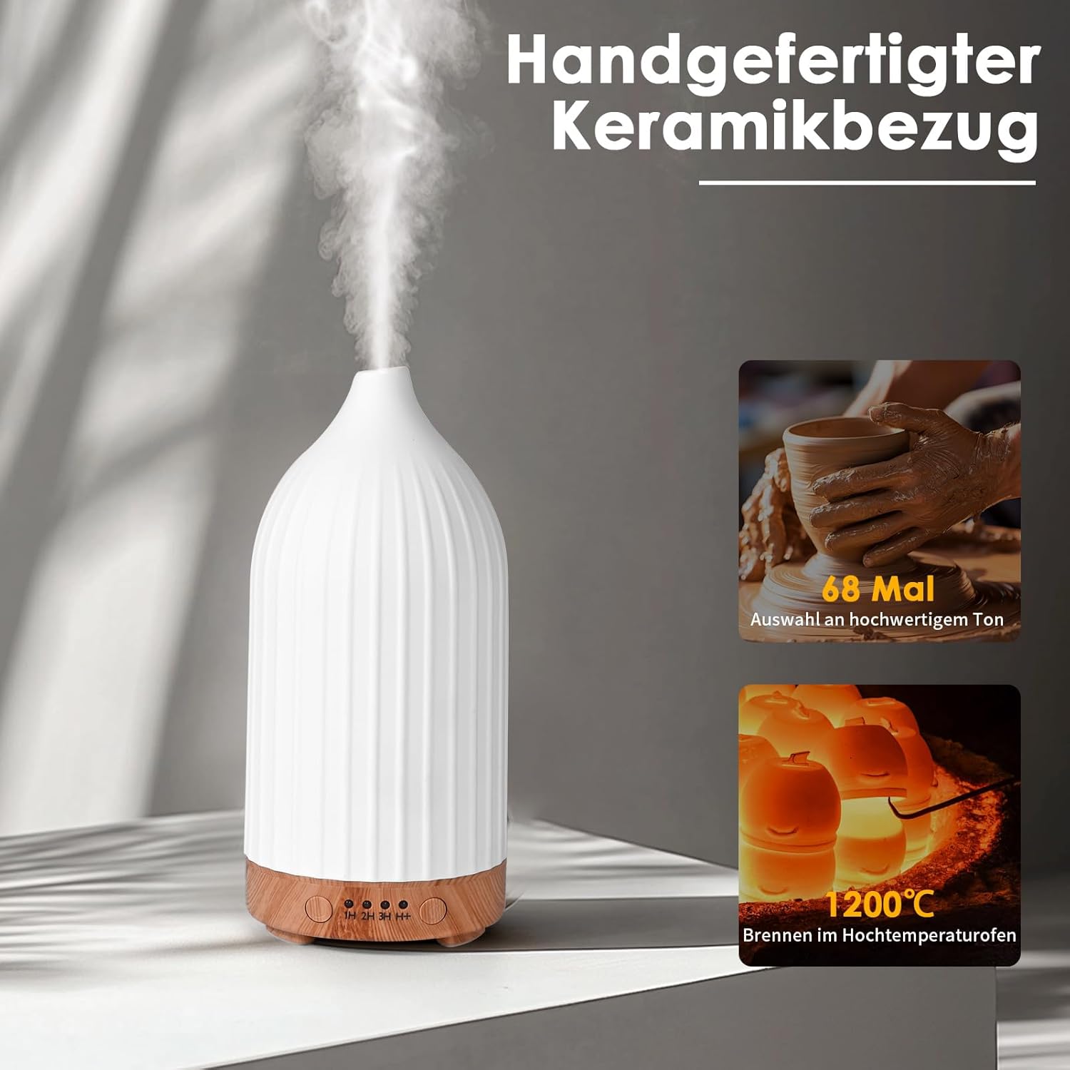 Aromadiffusor für ätherische Öle, Ultraschall-Luftbefeuchter, Duftöl, Ölbrenner, Aromatherapie-Diffusor für Yoga, Büro, Schlafzimmer, Weiß (250 ml) – Bild 5