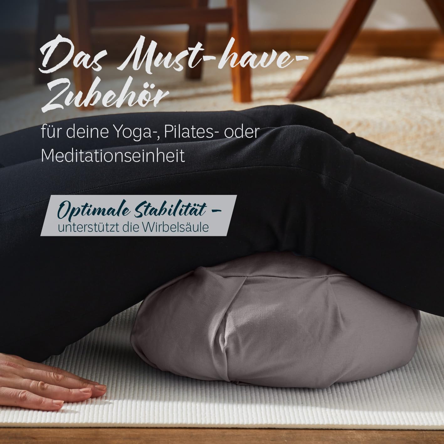 #DoYourYoga Zafu-Halbmondkissen „Ganesh“ gefüllt mit Bio-Dinkelspelzen oder Bio-Buchweizenspelzen | waschbarer Bezug | 45 x 30 x 14 cm | Meditation, Sitz, Rondokissen für Yin Yoga – Bild 3