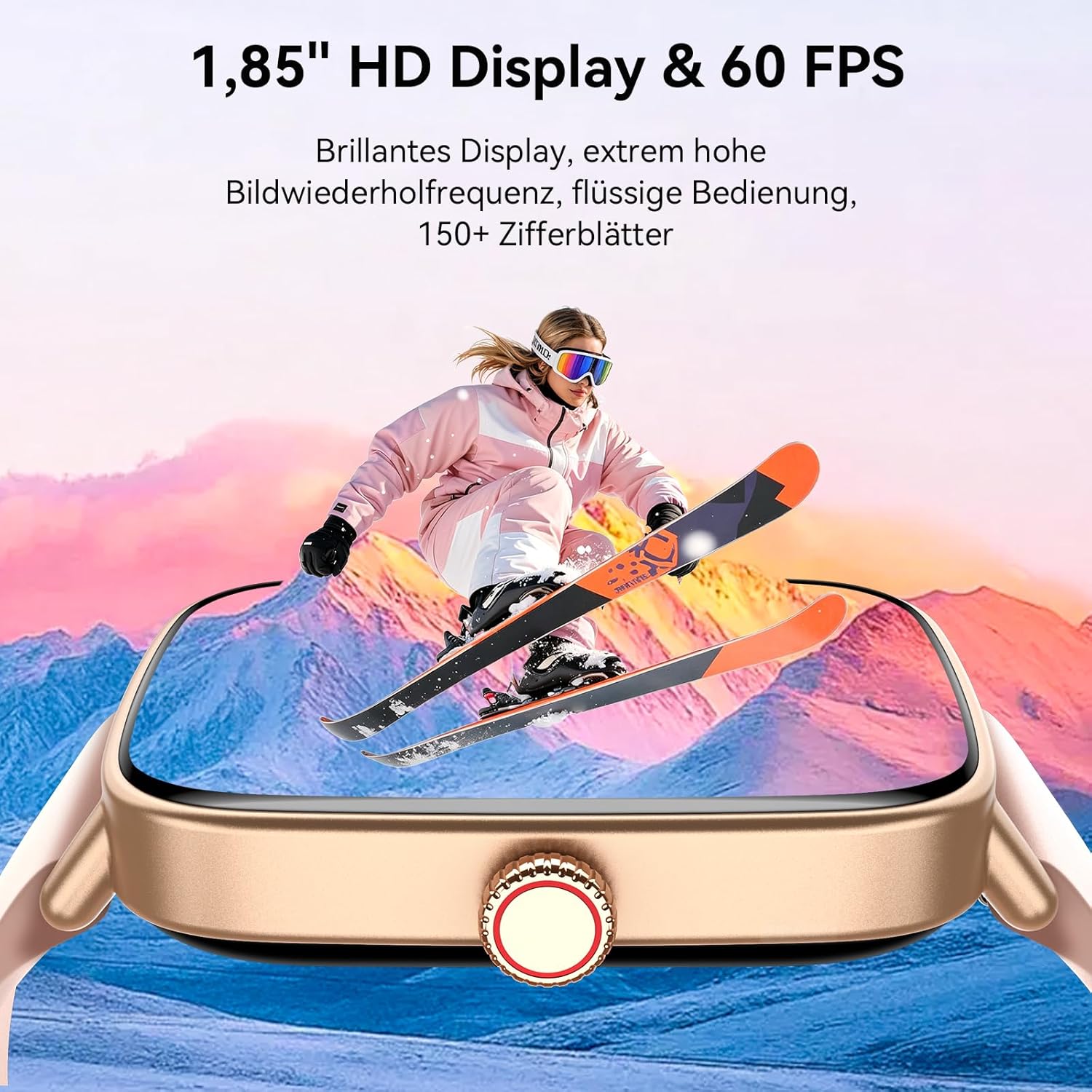 Damen Smartwatch, 1,85 Zoll Smartwatch mit Telefonfunktion, Fitnessuhr mit Herzfrequenzmesser, Schlafmonitor, SpO2, 110 Sportmodi, Fitness-Tracker, IP68 wasserdichter Schrittzähler, Sportuhr für Samsung/iOS/Android – Bild 7