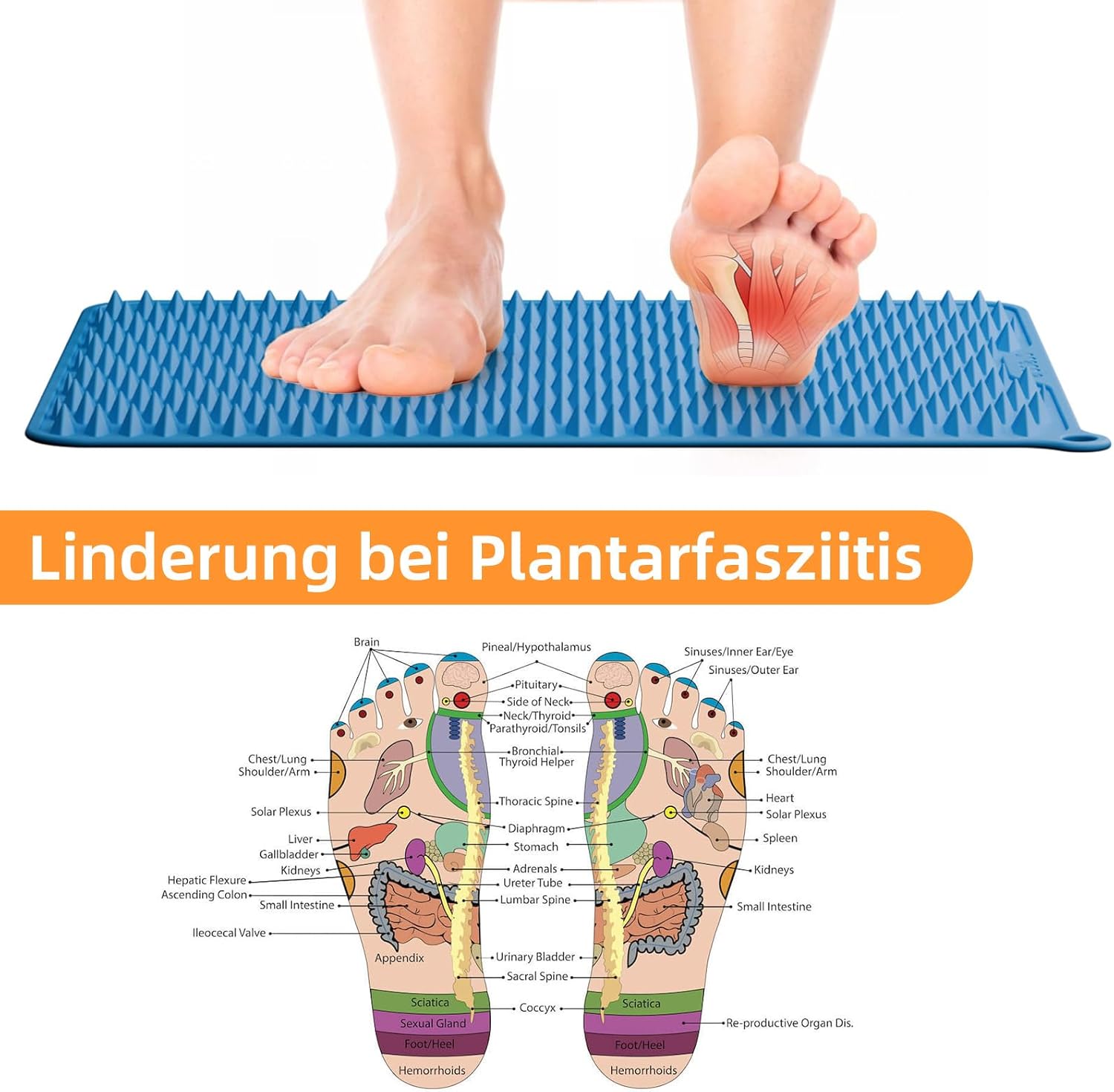 Akupressurmatte für Fußmassage, Silikon-Fußreflexzonenmatte, tragbare Fußmatte zur Linderung von Plantarfasziitis und Muskelentspannung – Bild 4
