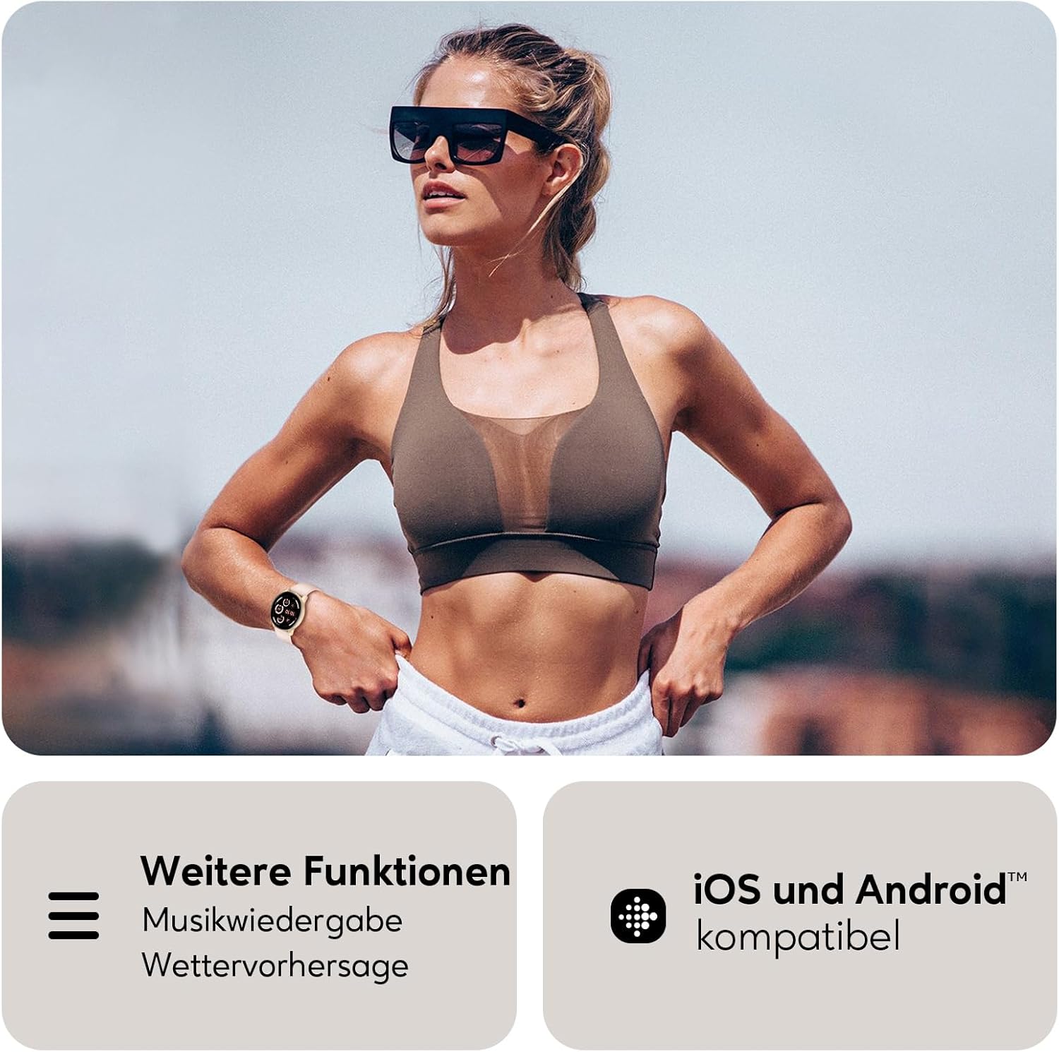 AcclaFit Smartwatch Damen Herren 1,38 Zoll HD-Display Smartwatch mit Bluetooth-Anrufen, Fitness-Tracker mit Herzfrequenz-SpO2-Schlafmonitor Schrittzähler IP68 wasserdichte Fitnessuhr für iOS Pink – Bild 7