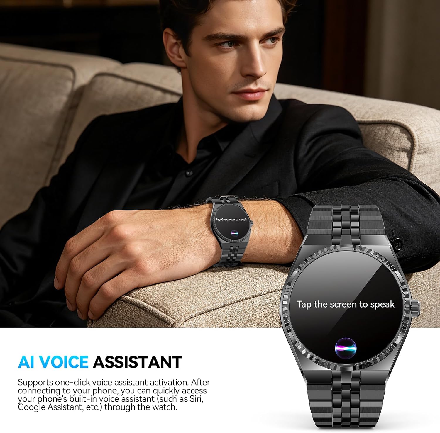 2026 Runde Smartwatch für Herren, 1,32 Zoll AMOLED-Display, 160+ Sportmodi, Fitnessuhr mit Herzfrequenz-/Blutsauerstoff-/Blutdruck-/Schlafmonitor, IP68 wasserdicht, kompatibel – für Männer und Frauen – Bild 8
