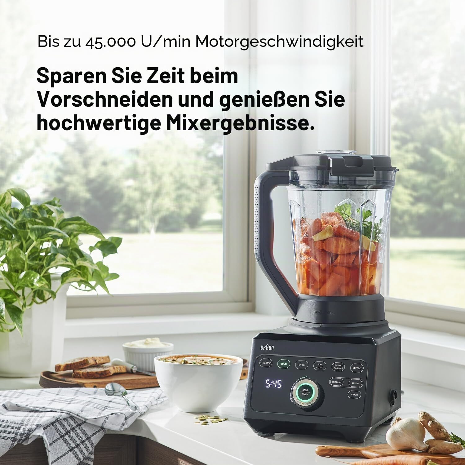 Braun PowerBlend 9 JB9040BK Hochleistungsmixer mit 1600 Watt Motor, 2 L Tritan-Behälter, 18 Programme, 10 Geschwindigkeiten, Schwarz – Bild 7