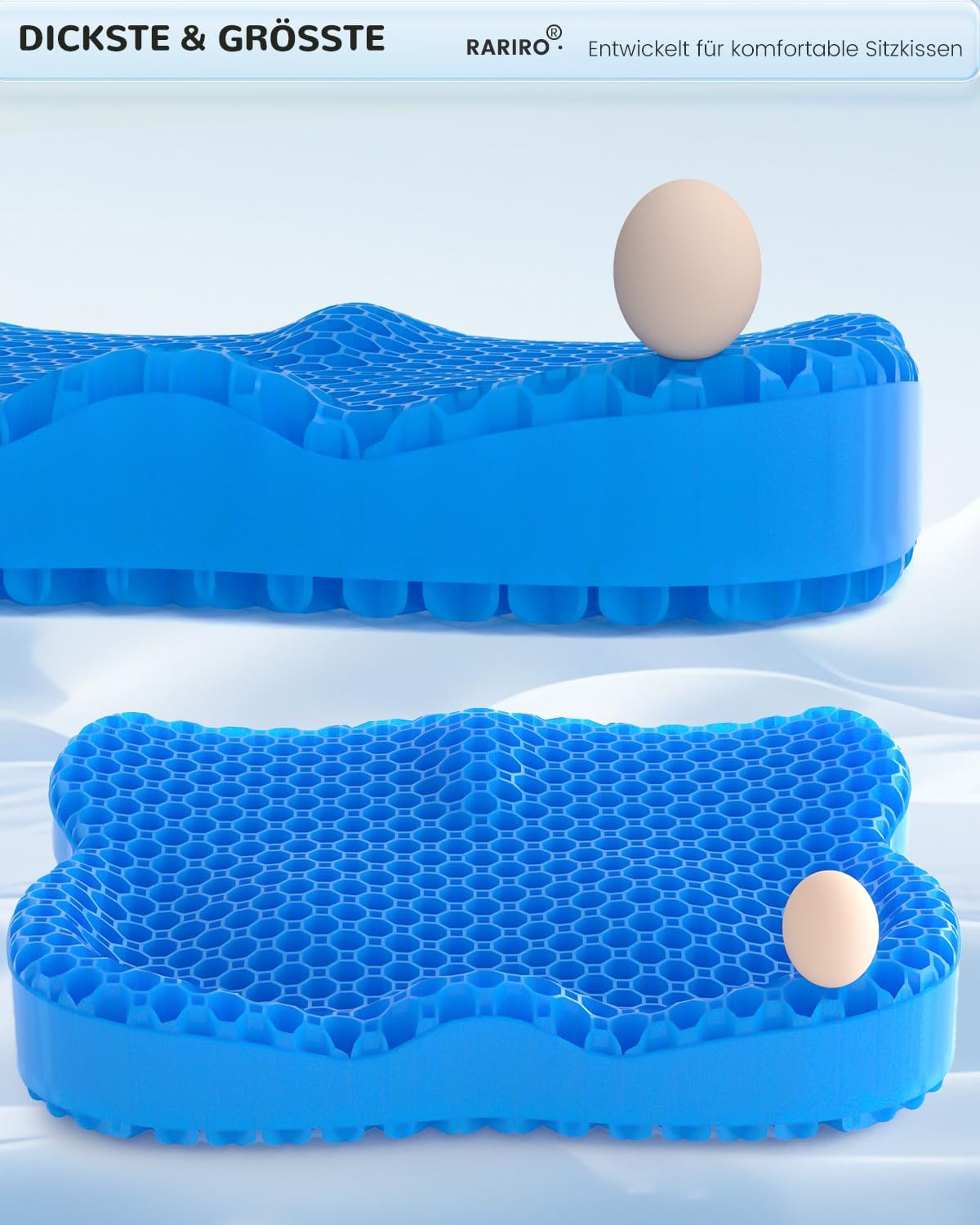 Gelkissen Sitzkissen Wabenstruktur Ergonomischer Bürostuhl Schreibtischstuhl Rollstuhl Autostuhl Softsitter Gel Sitzerhöhung Stuhl Blau Extra Weich – Bild 6
