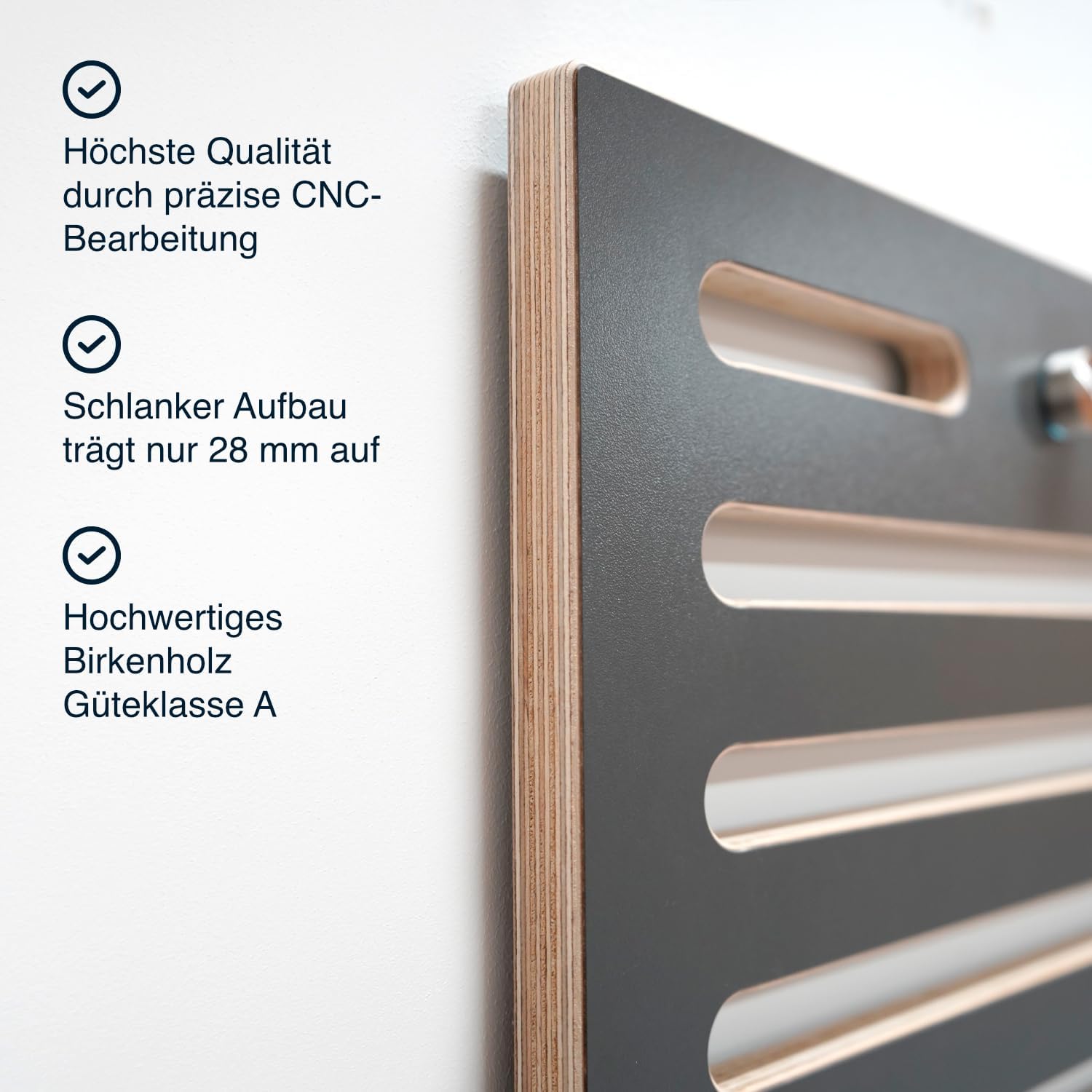 Max Fitness – Faszienrollen-Set mit Wandhalterung Advanced – inklusive LeanBoard & PickUp – 2 Schaumstoffrollen gegen Schmerzen (Rollenhalter Anthrazit/Wandhalterung Anthrazit, Faszien-Set Advanced) – Bild 4
