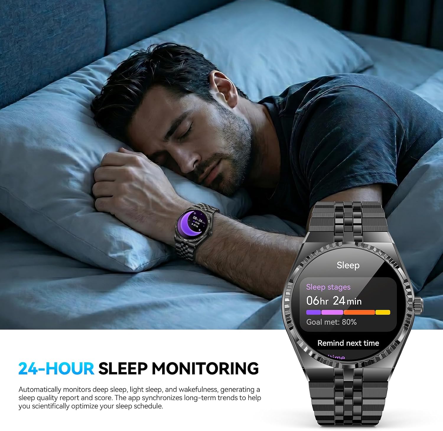 2026 Runde Smartwatch für Herren, 1,32 Zoll AMOLED-Display, 160+ Sportmodi, Fitnessuhr mit Herzfrequenz-/Blutsauerstoff-/Blutdruck-/Schlafmonitor, IP68 wasserdicht, kompatibel – für Männer und Frauen – Bild 7