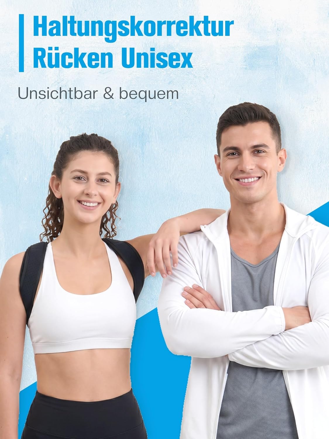 Rückenglätter Rückenstützgürtel Schultergurt Haltungskorrektur: Verstellbarer Haltungskorrektor Rücken Damen Herren gegen runden Rücken Haltungstrainer Schulter und Rücken im Büro und Alltag - M – Bild 2