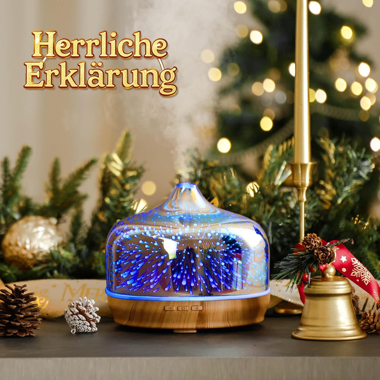 Porseme Aromadiffusor 500 ml, mundgeblasener 3D-Glasbefeuchter, Ultraschall-Aromatherapie-Öldiffusor mit 7 farbigen LED-Lichtern, Diffusor für ätherische Öle, hält 15–21 Stunden, BPA-frei für den Heimgebrauch – Bild 6