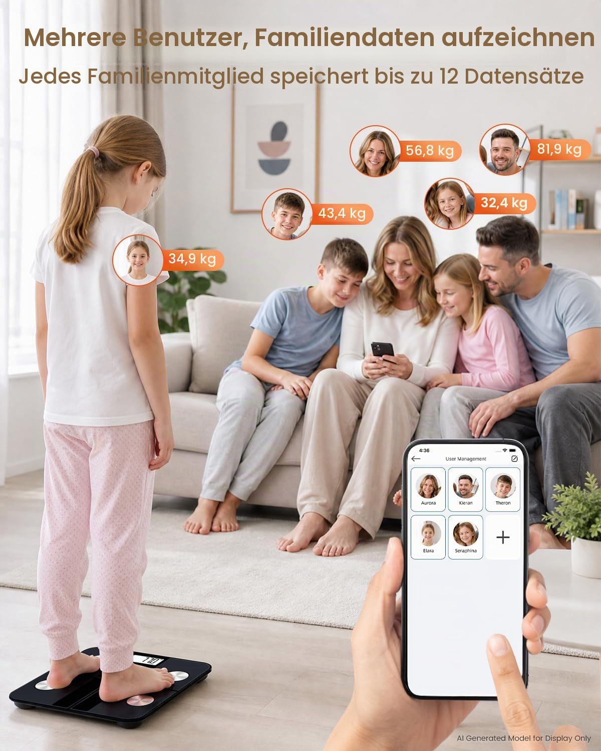 Digitale Personenwaage Körperfettwaage Uten Bluetooth Körperwaage Digitale Körperanalysewaage mit App Körperanalysegerät Gewichtswaage 180 kg 400 lb – Bild 7