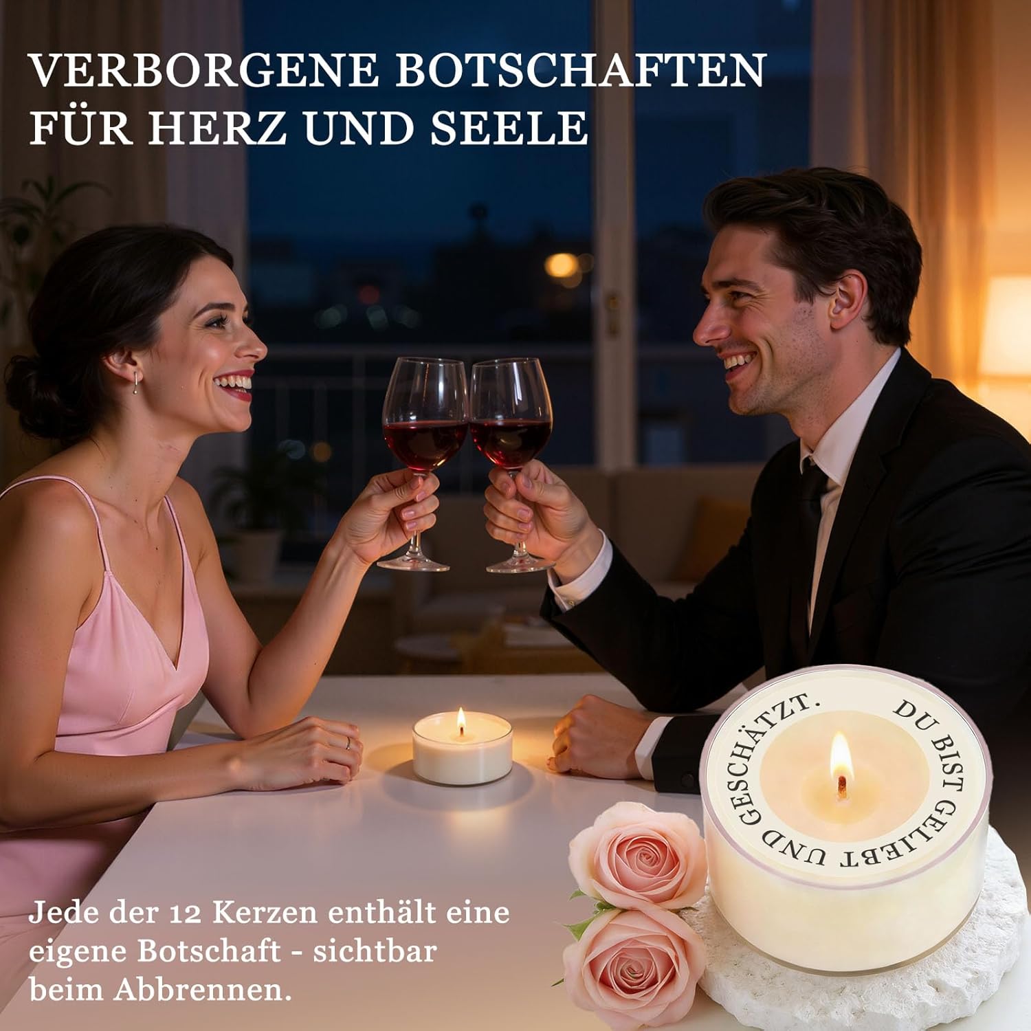 TUZELIYA Geschenke für Frauen, 12 Stück Duftkerzen-Geschenkset mit Grußkarte, versteckte Nachricht erscheint beim Brennen, Überraschung & Entspannung, Geburtstagsgeschenk für Frauen, Freundin – Bild 2