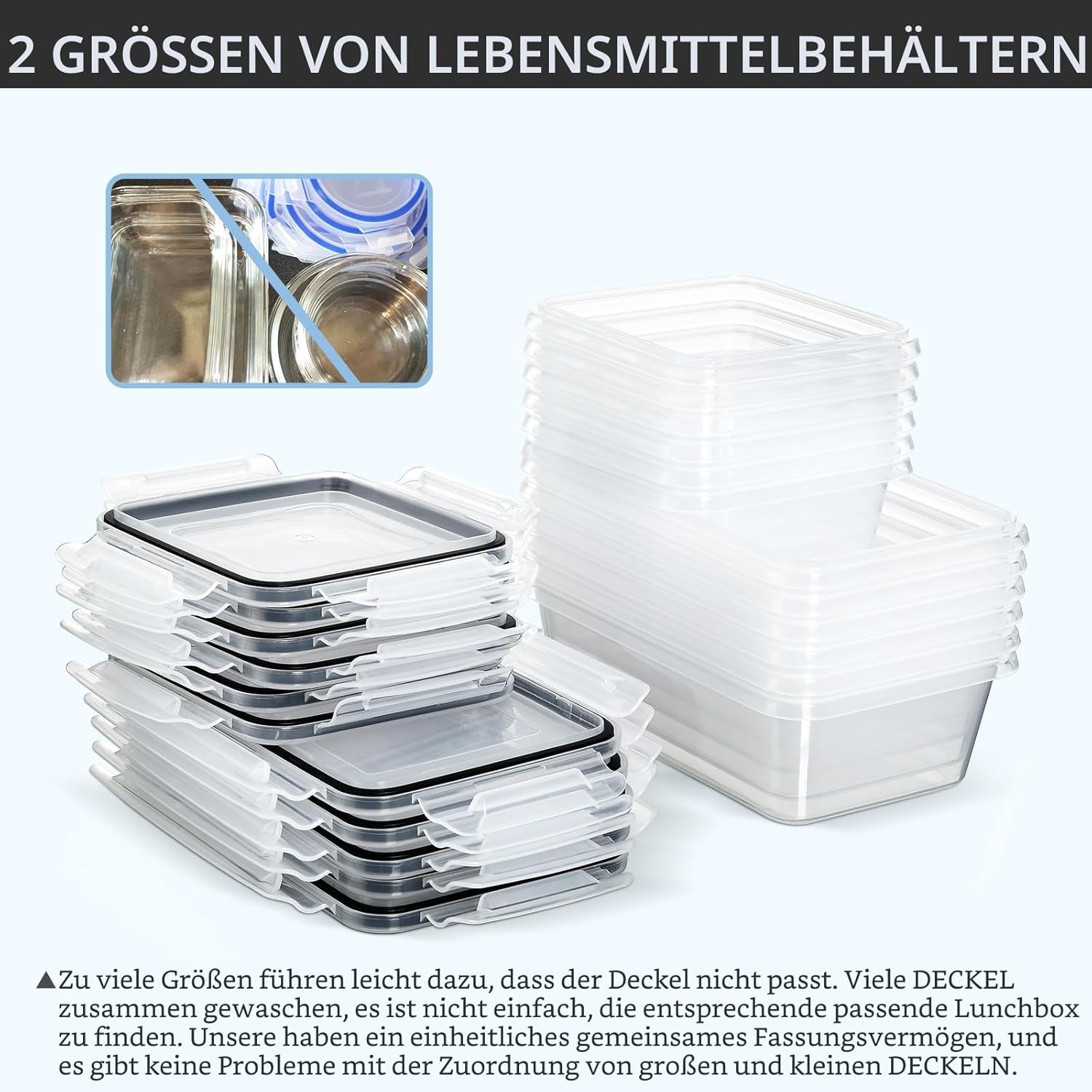 12 Frischhaltedosen mit Deckel, Gefrierdosen, Meal-Prep-Boxen, 6 x 1 L/0,52 L, BPA-frei, luftdicht, mikrowellengeeignet, spülmaschinenfest, zur Aufbewahrung und zum Transport von Lebensmitteln, Obst – Bild 7