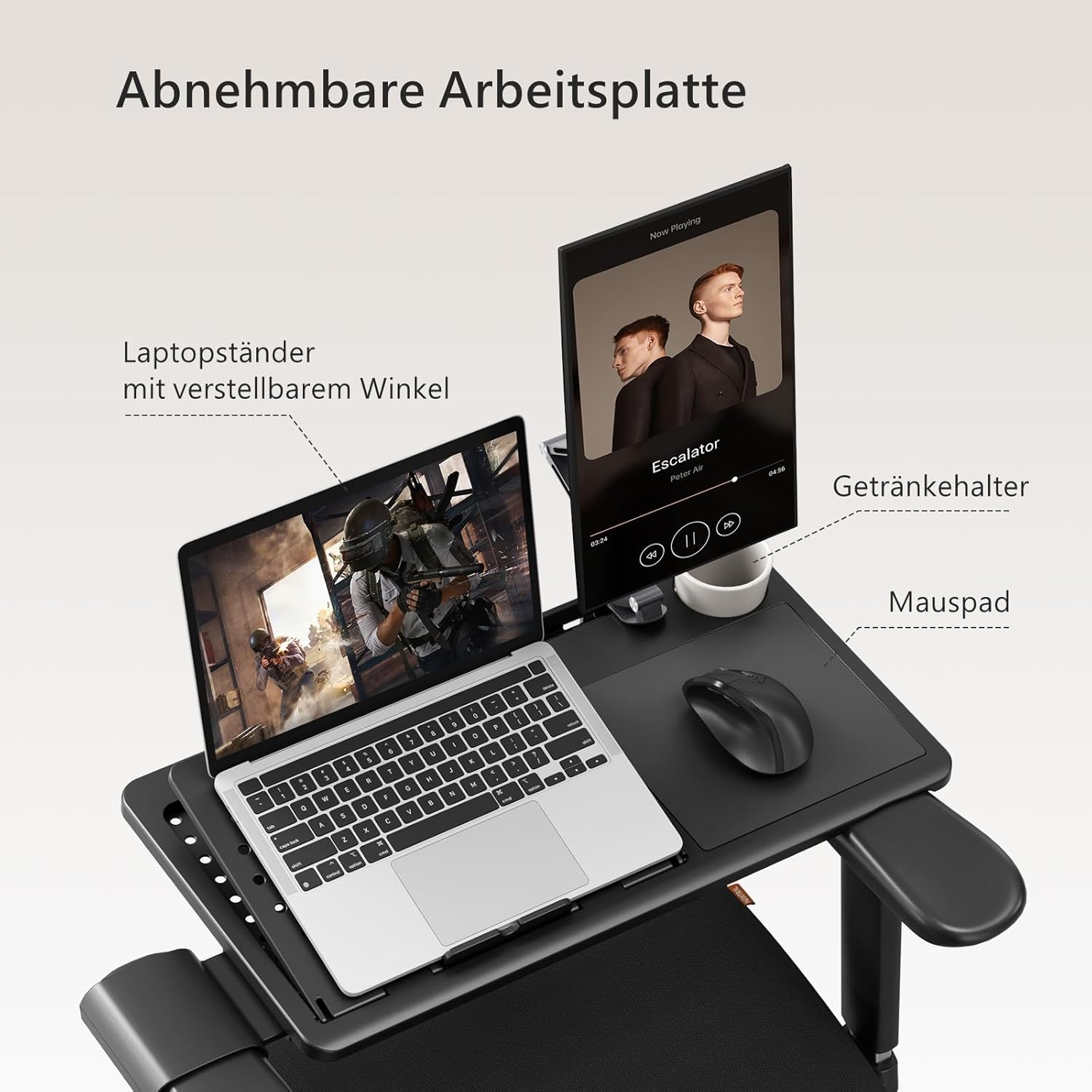Newtral MAGICH-PRO Ergonomischer Bürostuhl mit Fußstütze, ergonomischer Schreibtischstuhl mit dynamischer Kopfstütze & Lordosenstütze, ergonomischer Bürostuhl (Magic Pro + abnehmbare Tischplatte, schwarz) – Bild 4