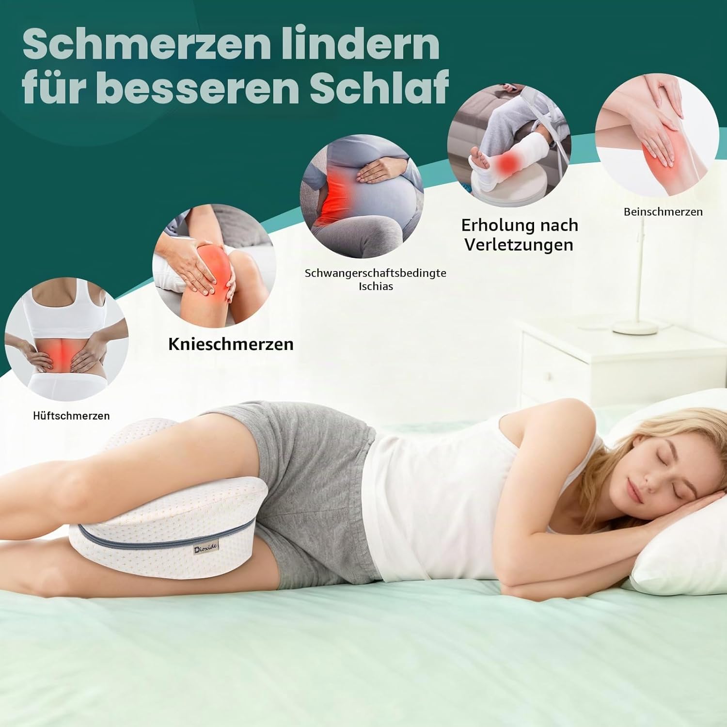 Dioxid-Seitenschlafkissen, Memory-Schaum-Kissen für Seitenschläfer, orthopädisches Beinkissen zum Schlafen – Bild 5