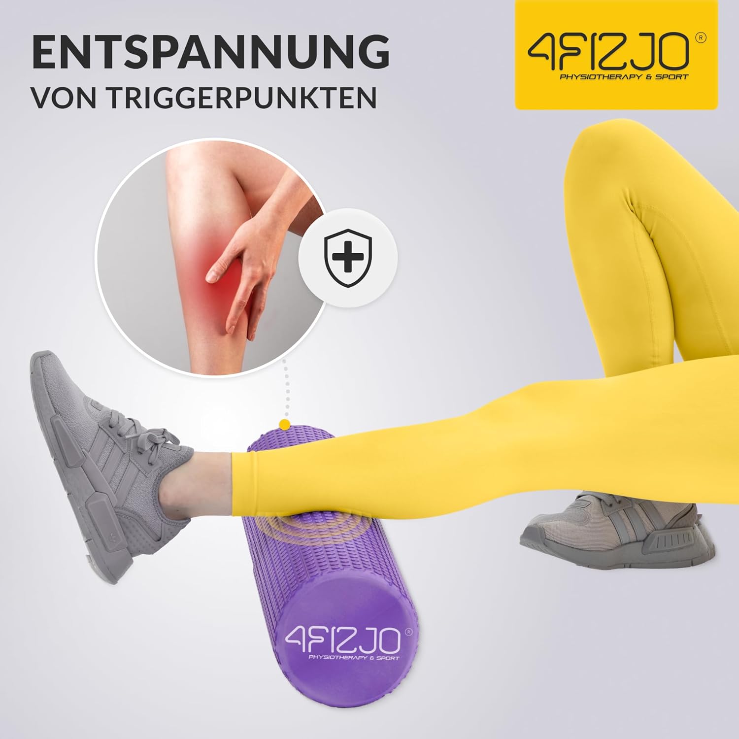 4FIZJO Faszienrolle mit Noppen aus EVA-Schaum, Durchmesser 15 cm, Länge 60 cm, Massagerolle, Rückenrolle, leicht, langlebig, mittlere Härte, Faszientraining, Massagetraining, Lila – Bild 3