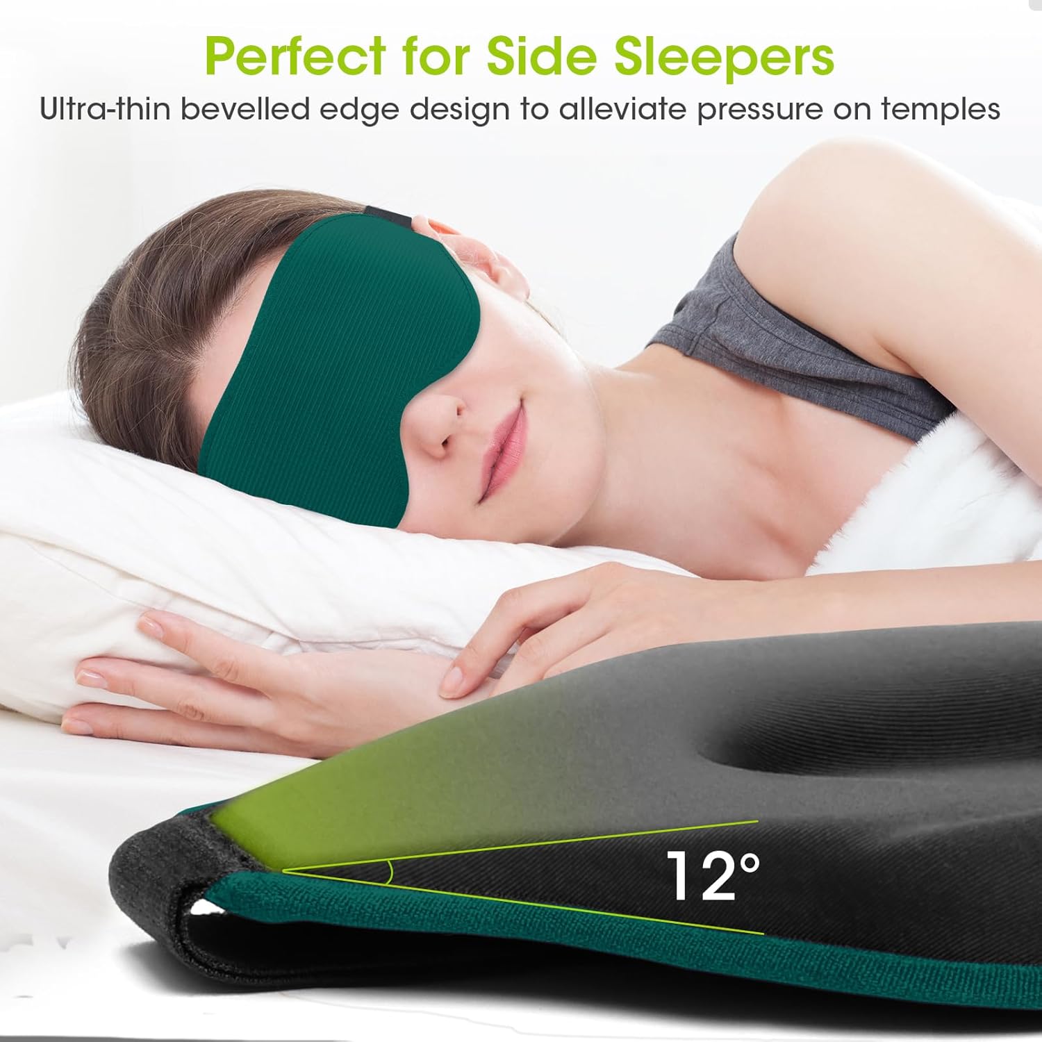 Schlafmaske für Seitenschläfer, Laitver 2025, aktualisiertes Design, 3D-Lichtblockierende Augenmaske für Damen und Herren, bequeme und atmungsaktive, druckfreie Schlafmaske mit verstellbarem Gummiband, Marineblau – Bild 4